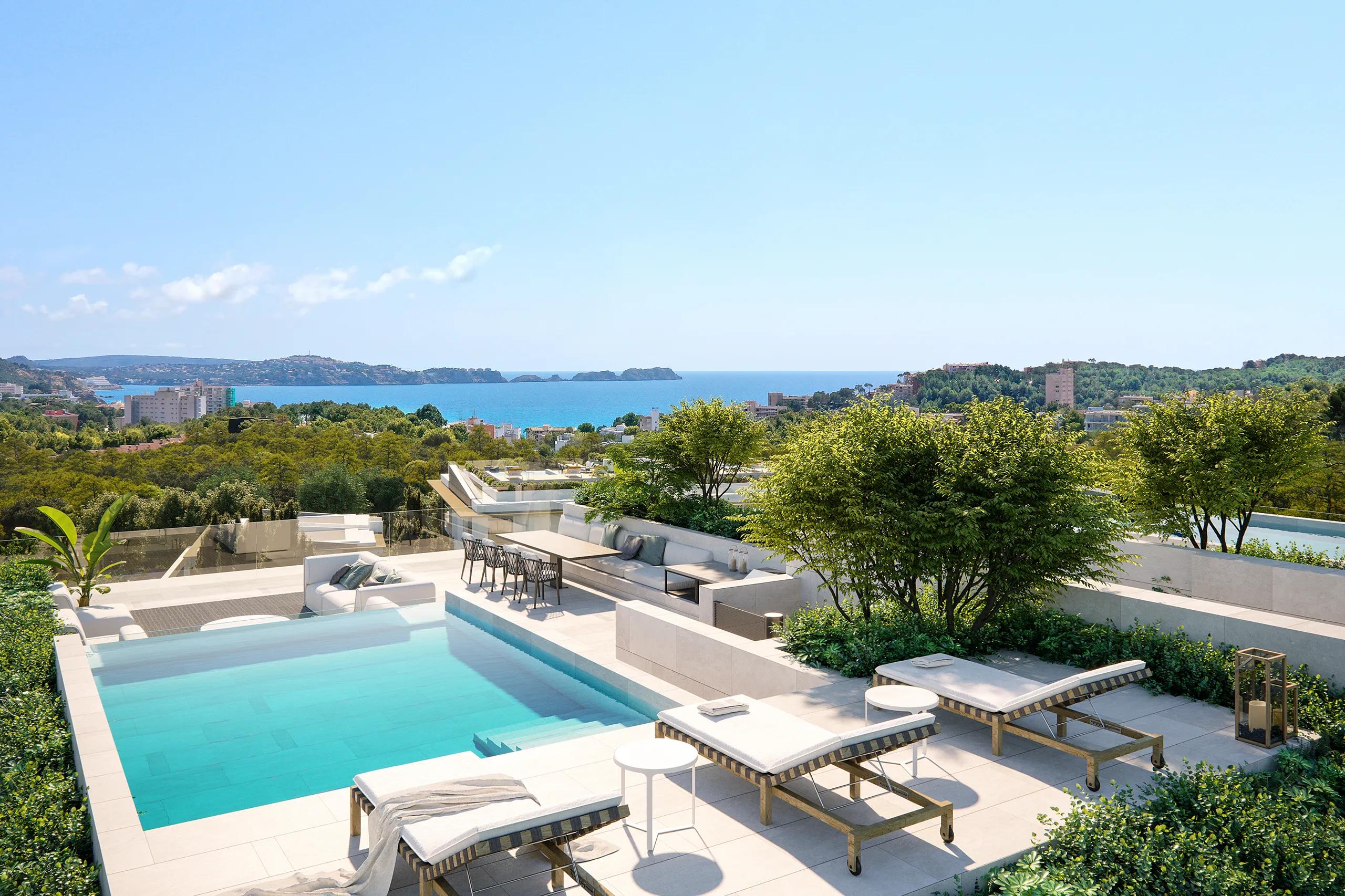 apartamento Costa Den Blanes Mallorca sala estar Render arquitectura