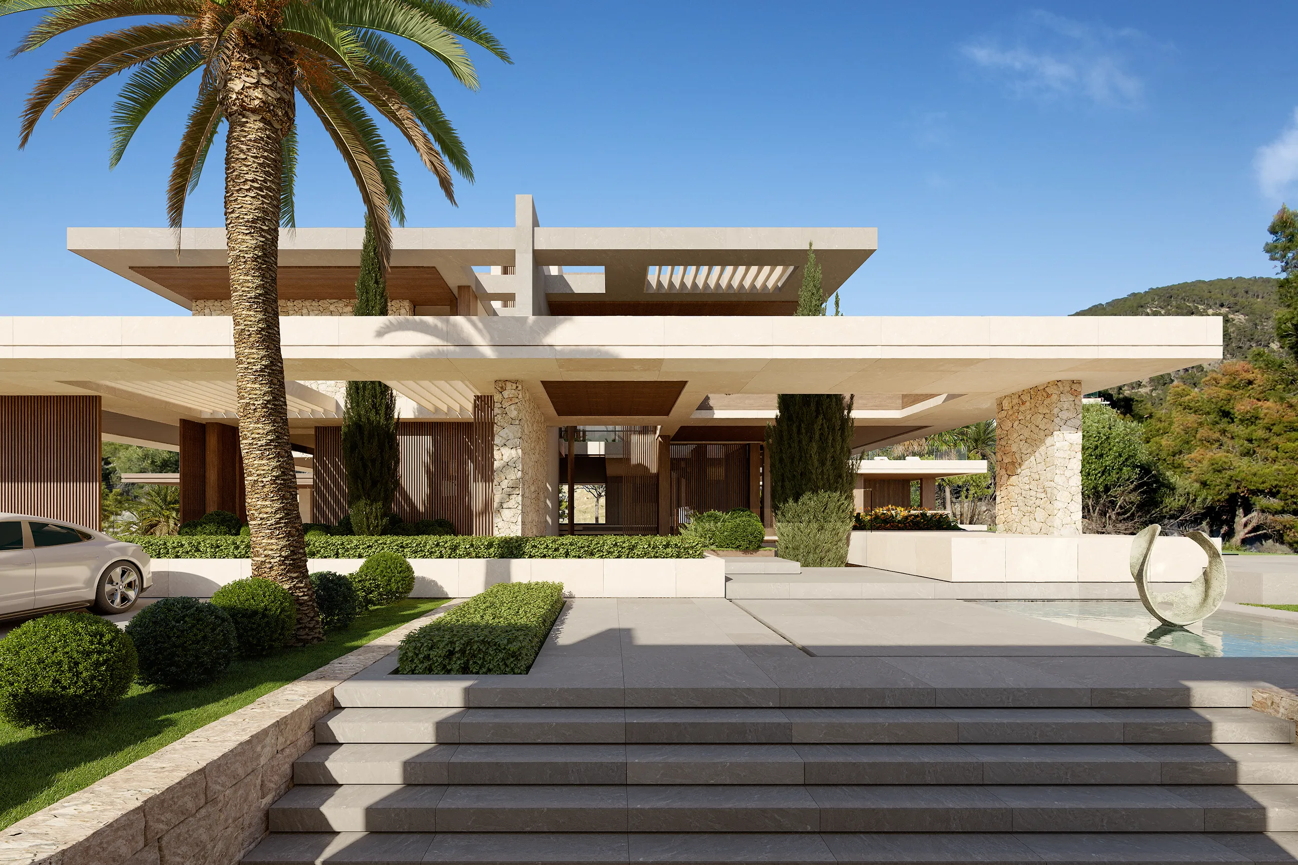 Estate Las Brisas Andratx Mallorca Entrance Architectural Rendering