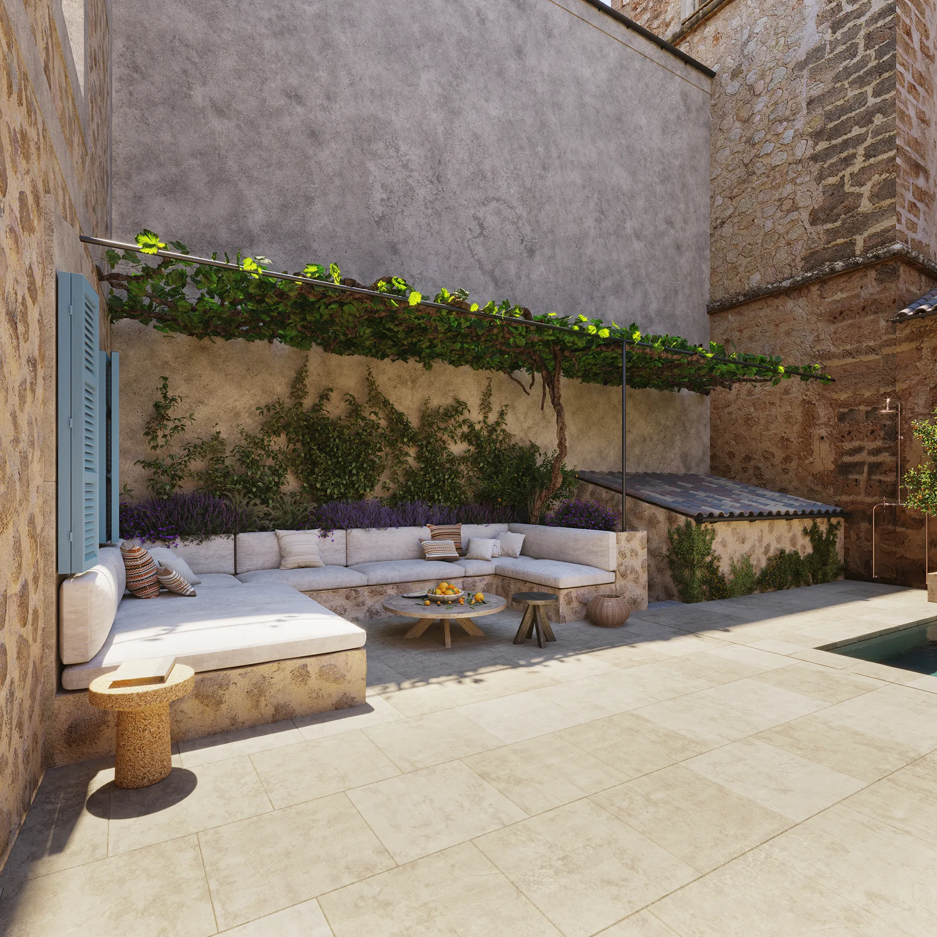 House Fornalutx Mallorca Patio Property Branding Cgi