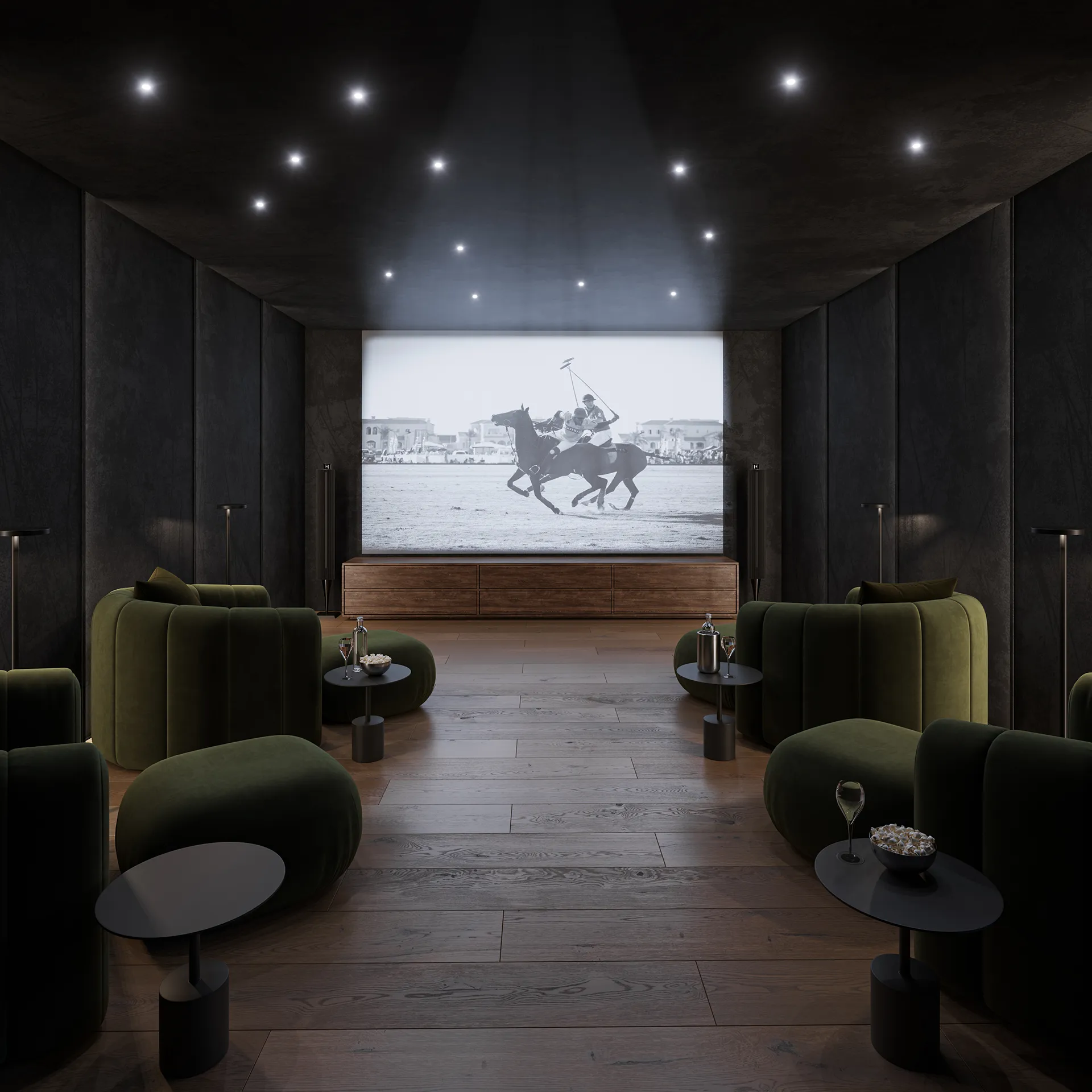 Casa Sitges Barcelona sala cine Renders arquitectura