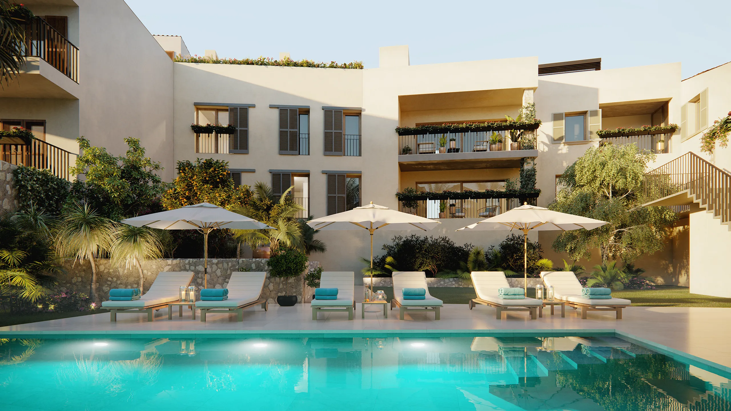 Apartments Sta Maria Mallorca Pool Architectural Visualisations