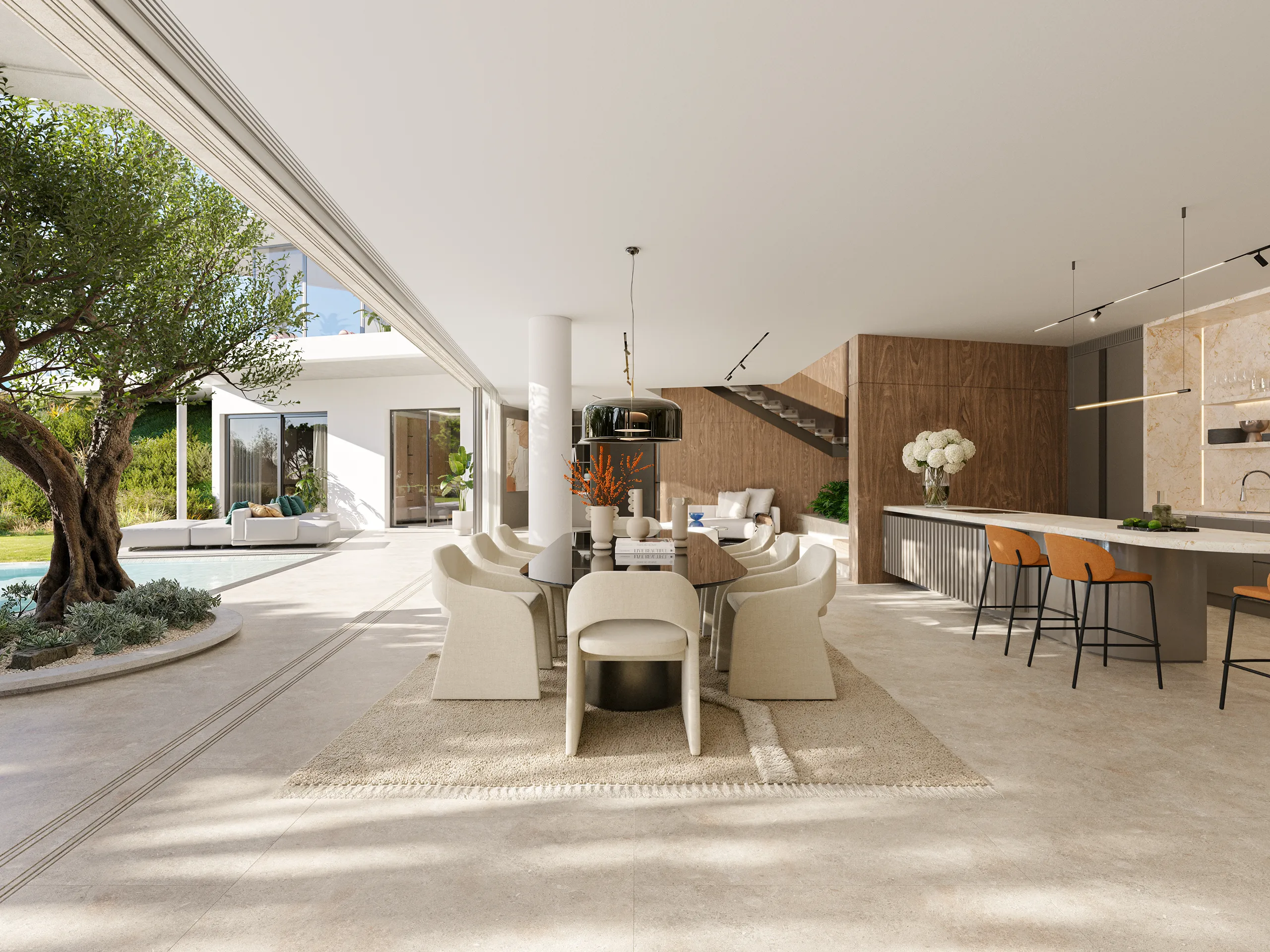 Villa Alsancak Cyprus Comedor fotorrealismo CGI