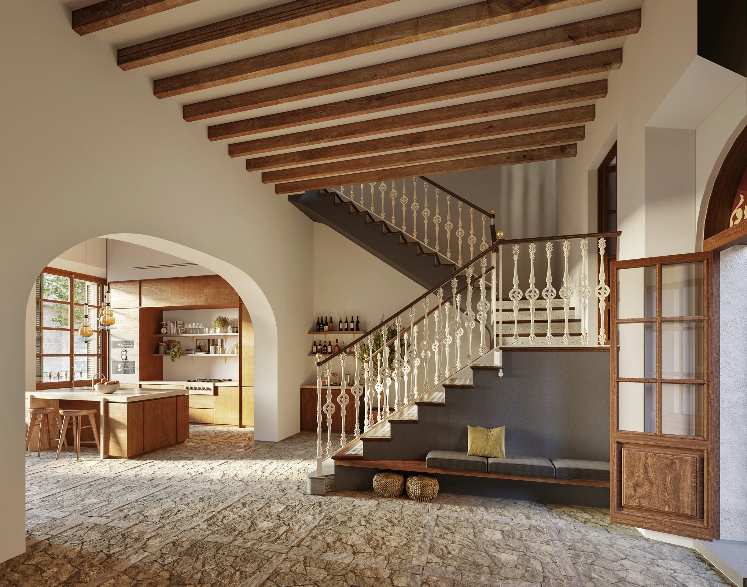 Townhouse Luxury Soller Mallorca stair Architectural Rendering