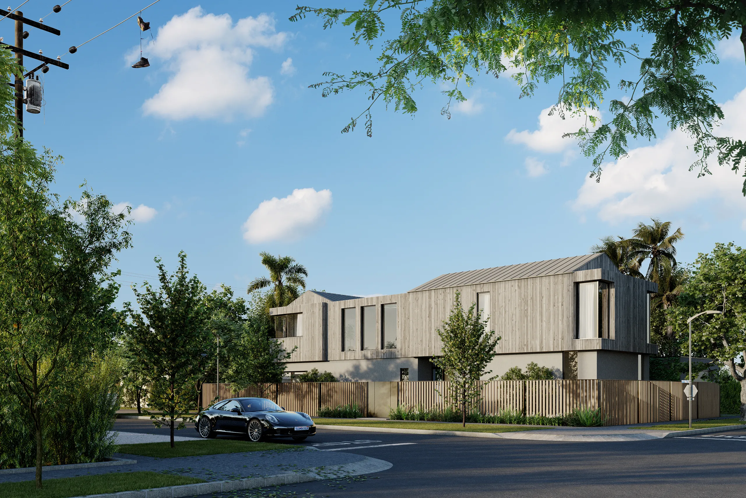 Villa Los Angeles Usa Fassade eye level Architectural renders