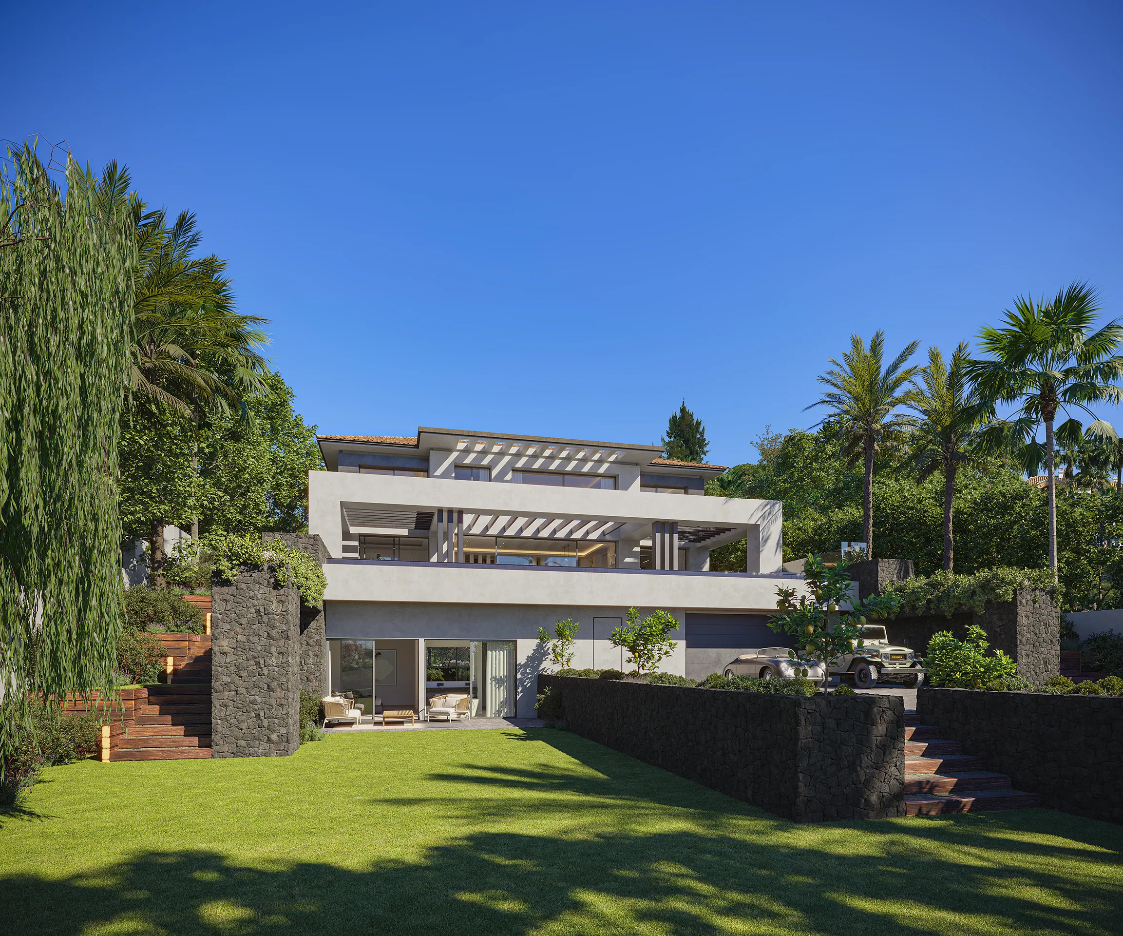 House Marbella Garden Hyperrealistic Rendering