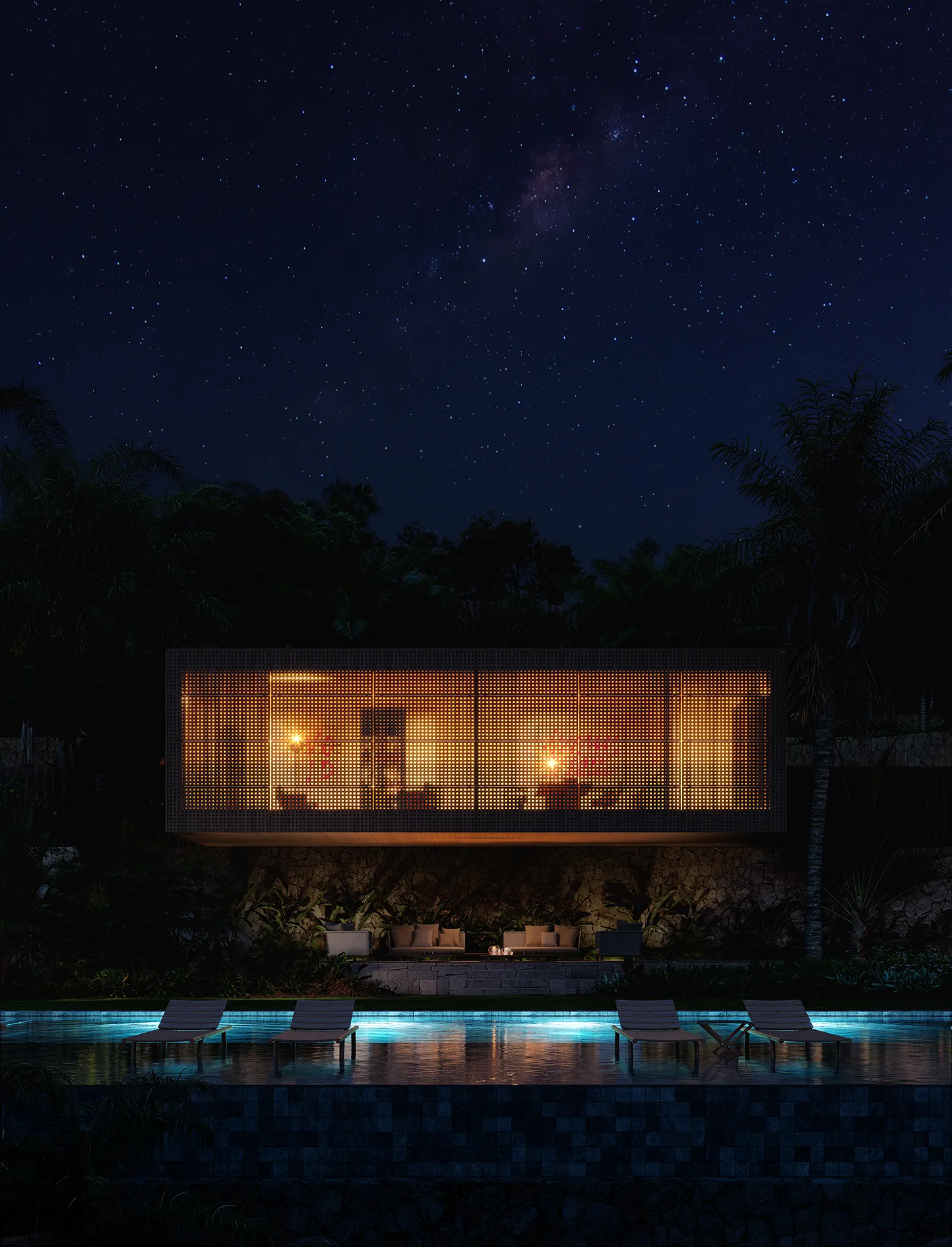 Villa Puerto Andratx Mallorca Fassade eye level Architecture 3D