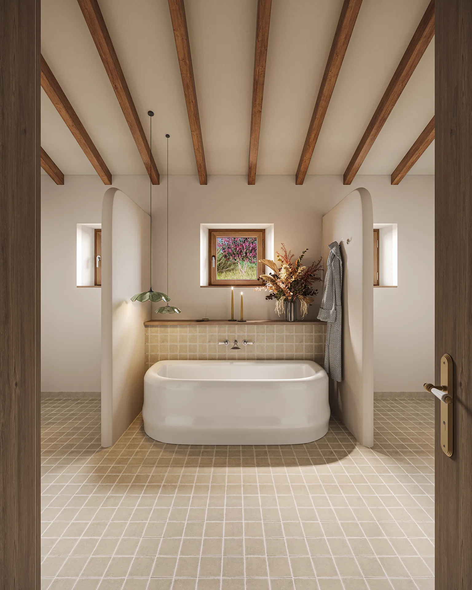Casa Valldemossa Mallorca Dormitorio Visualizacion fotorrealista