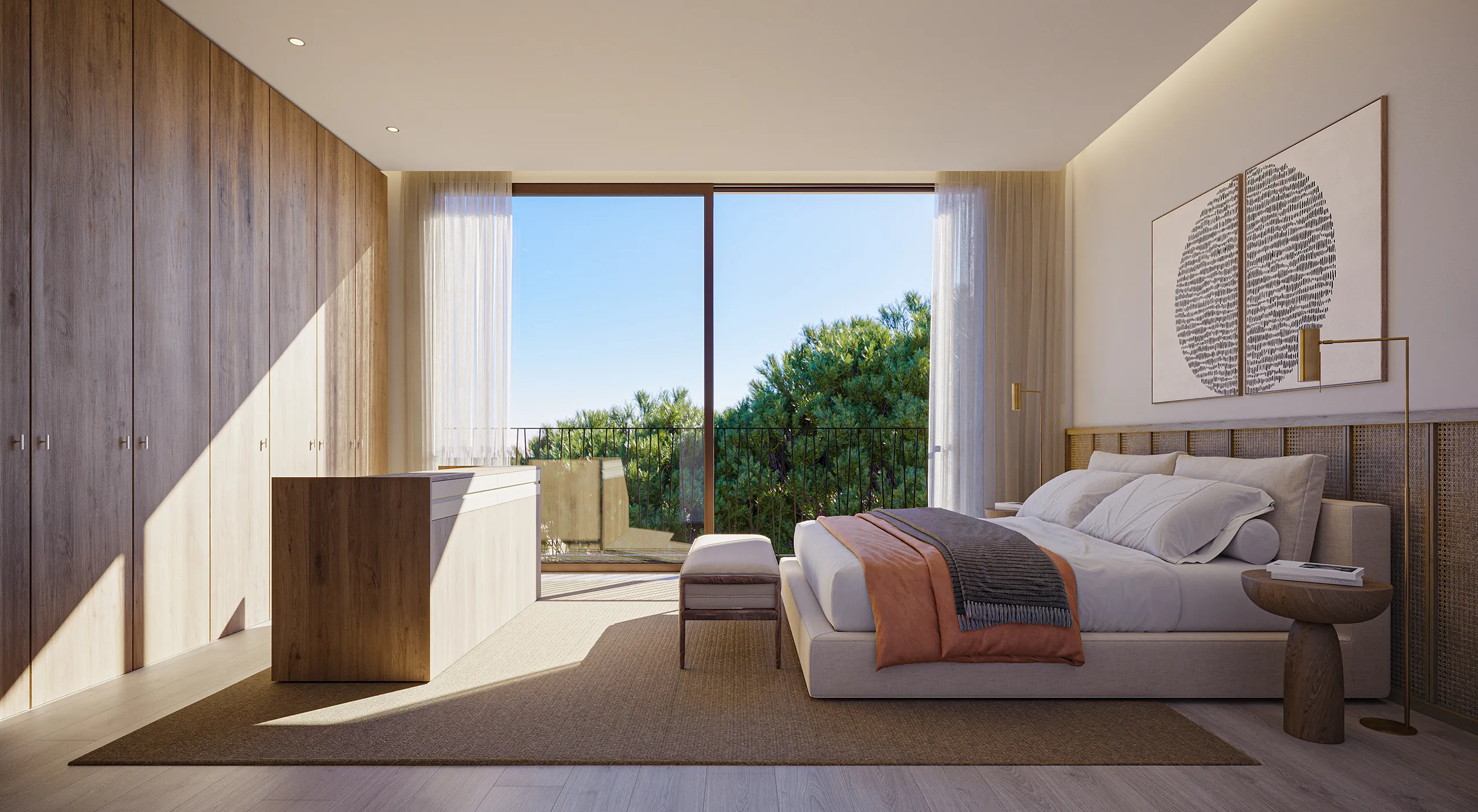 Villa Santanyi Mallorca Dormitorio Render arquitectura