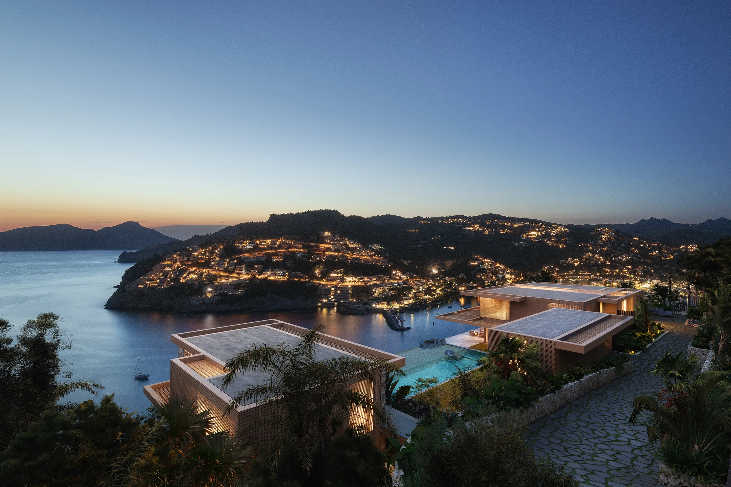 Villa Puerto Andratx Mallorca Aerial view Rendering of Architecture