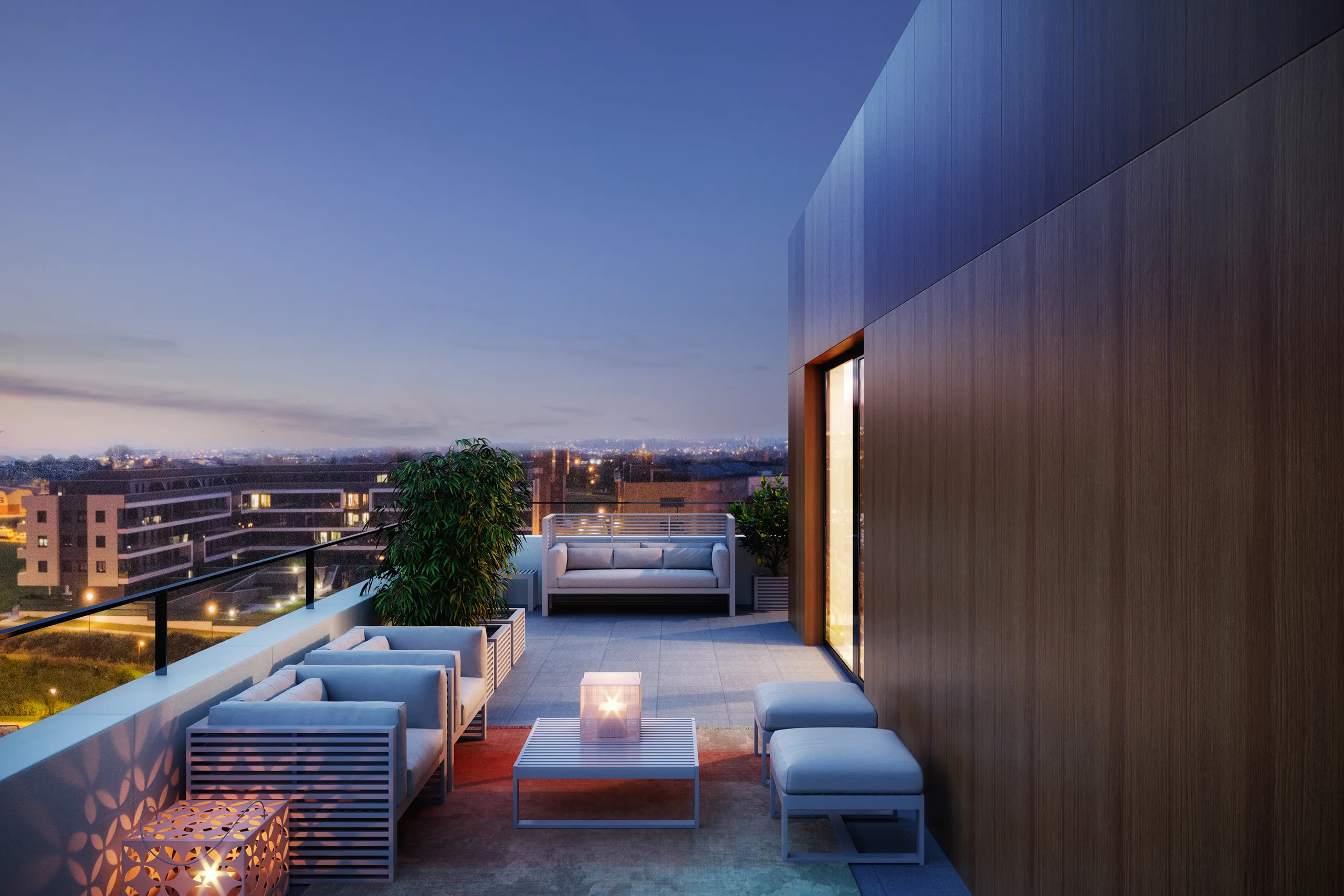 Roces Gijon Asturias terrace real estate cgi