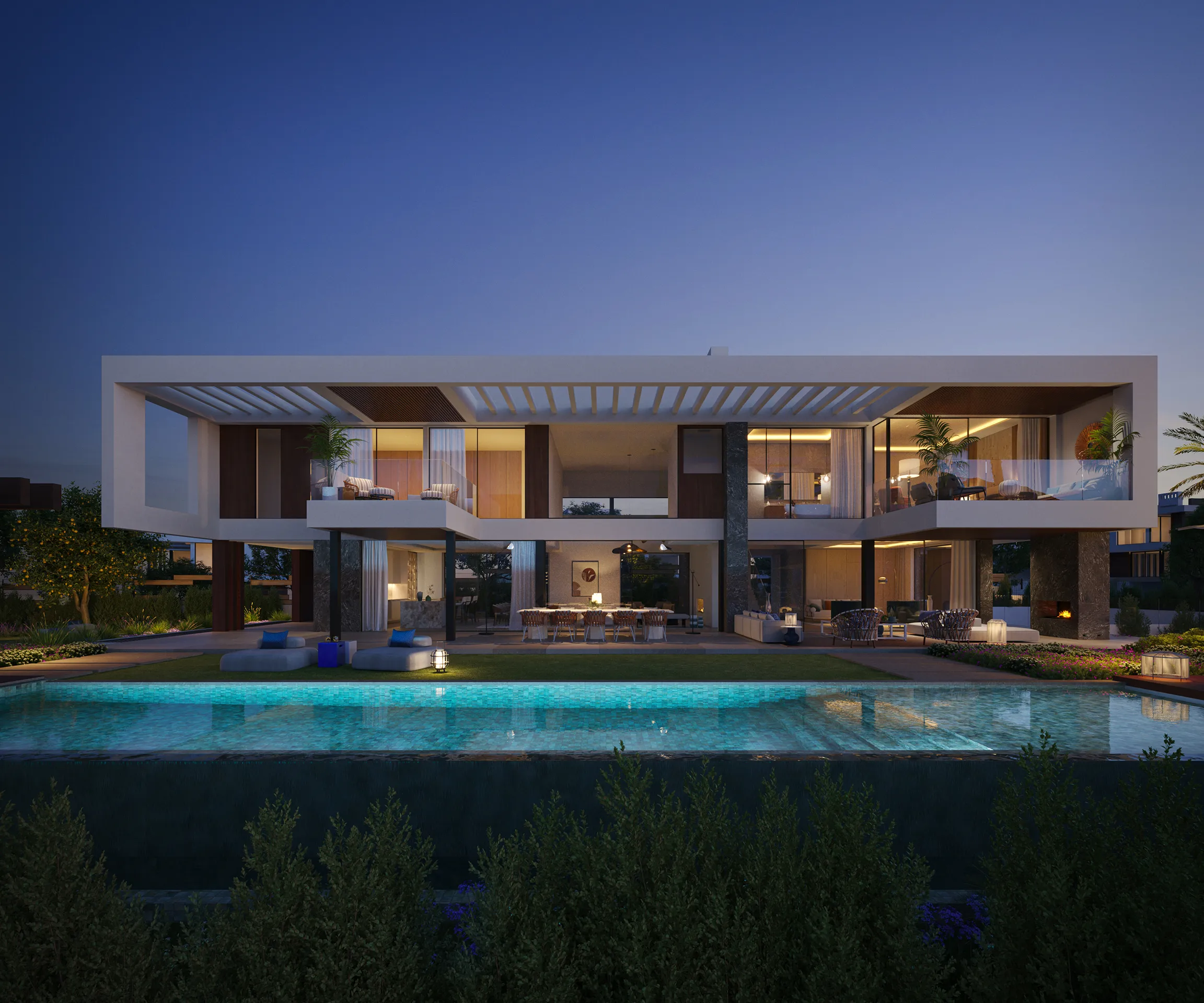 Villa Marbella Fassade eye level Property Branding Visualization