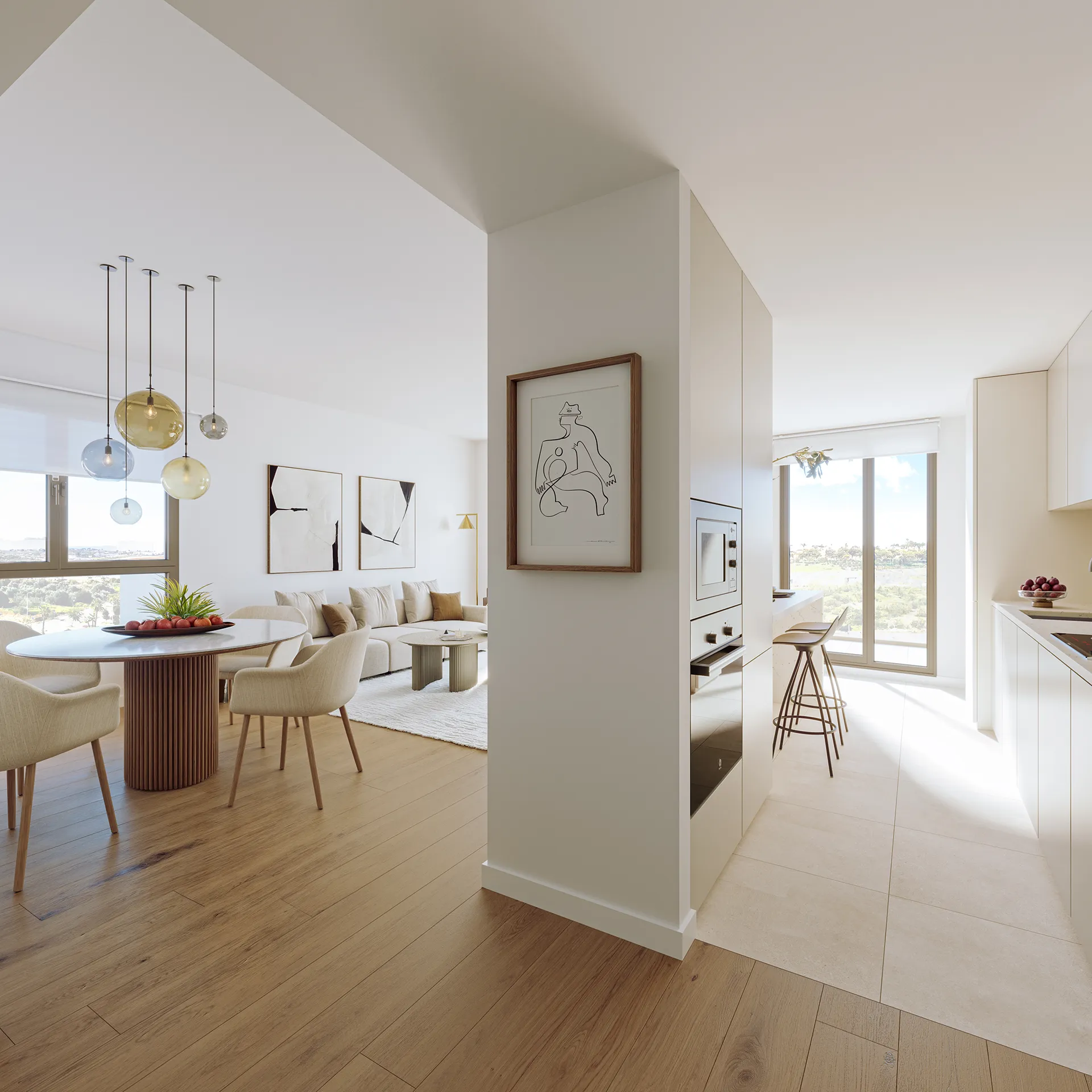 Entrenucleos Piso Sevilla Spain Hallway Architectural Cgi