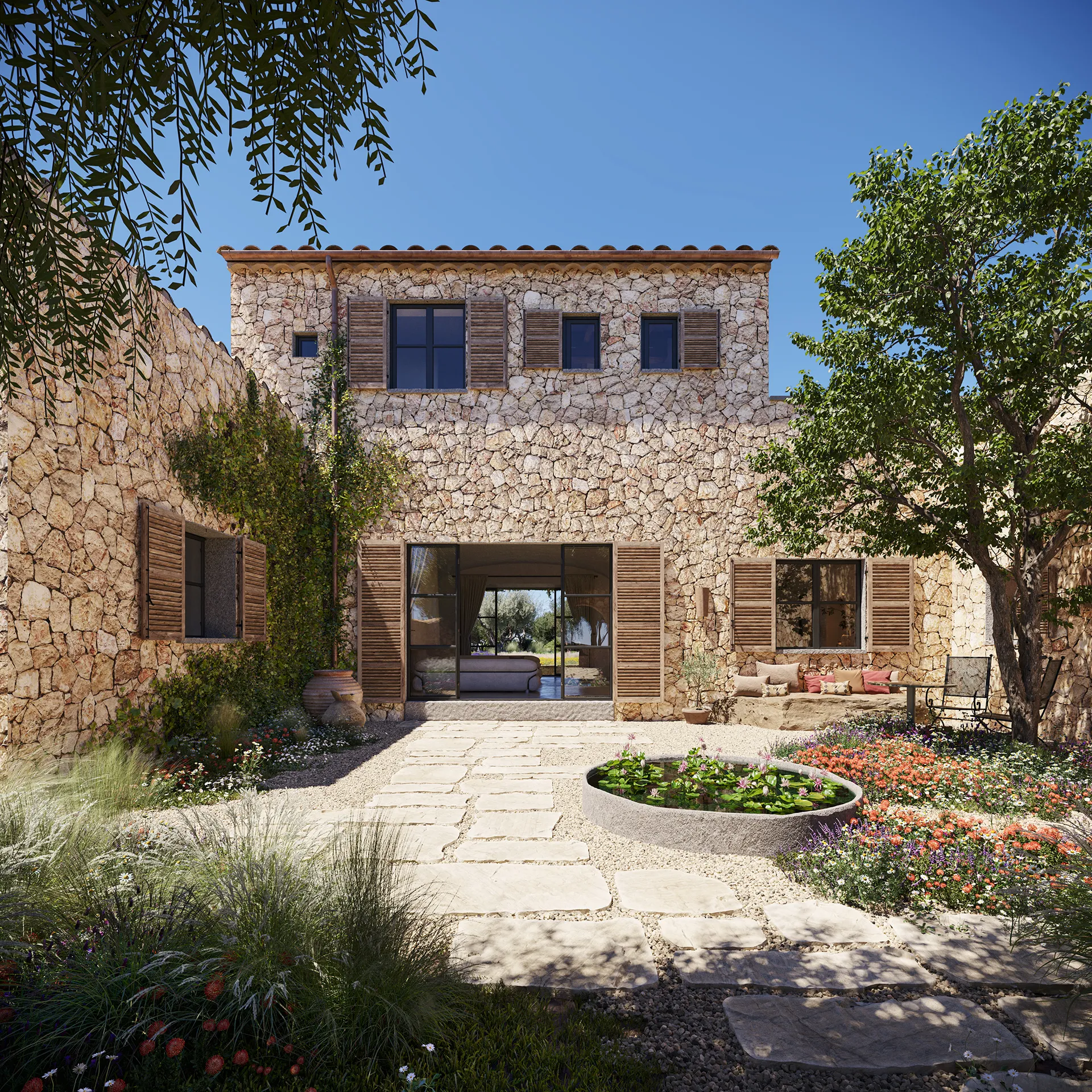 Finca Sta Maria Mallorca Fachada Render arquitectura