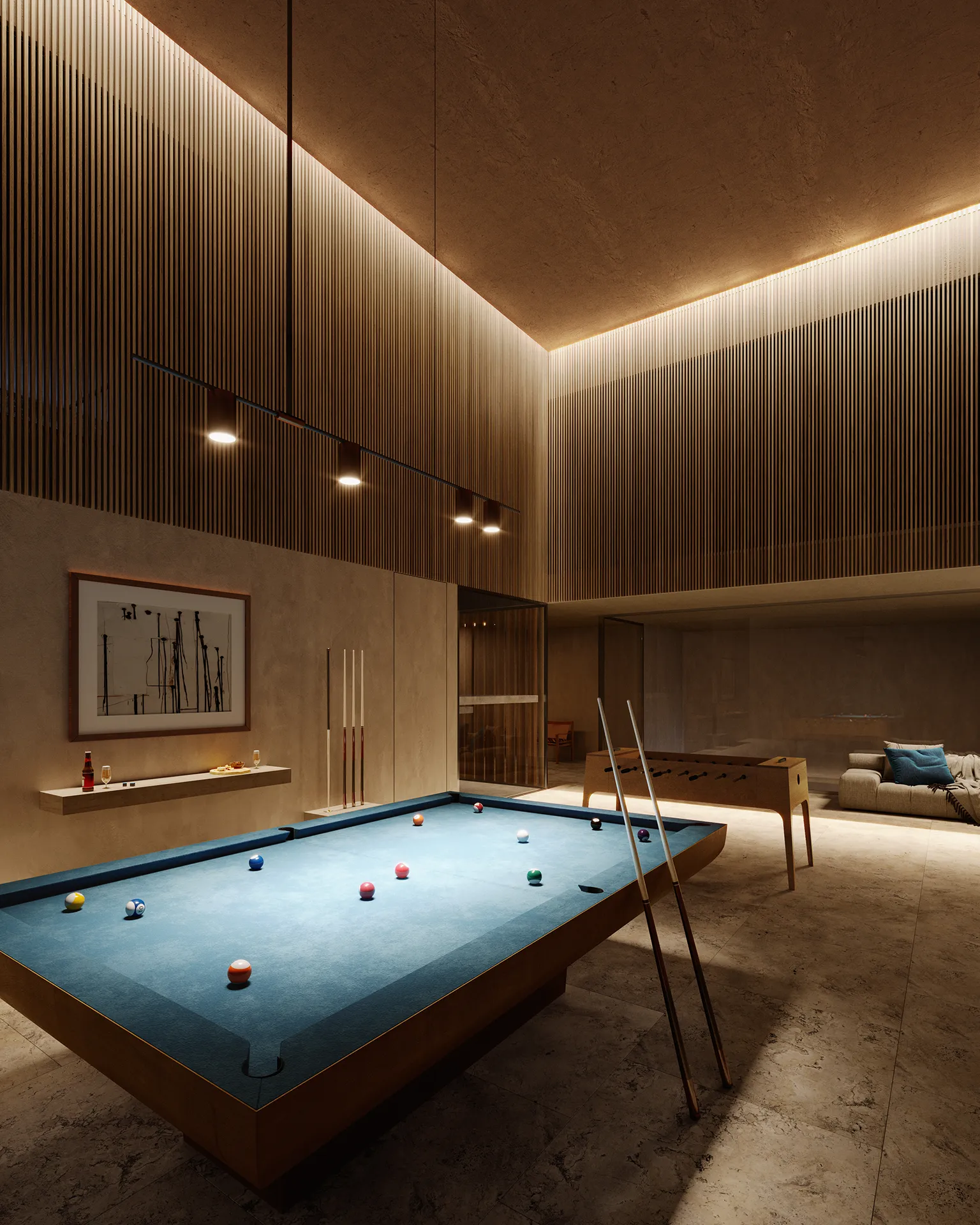 House Sunset Andratx Mallorca Gameroom Architectural Visualizations
