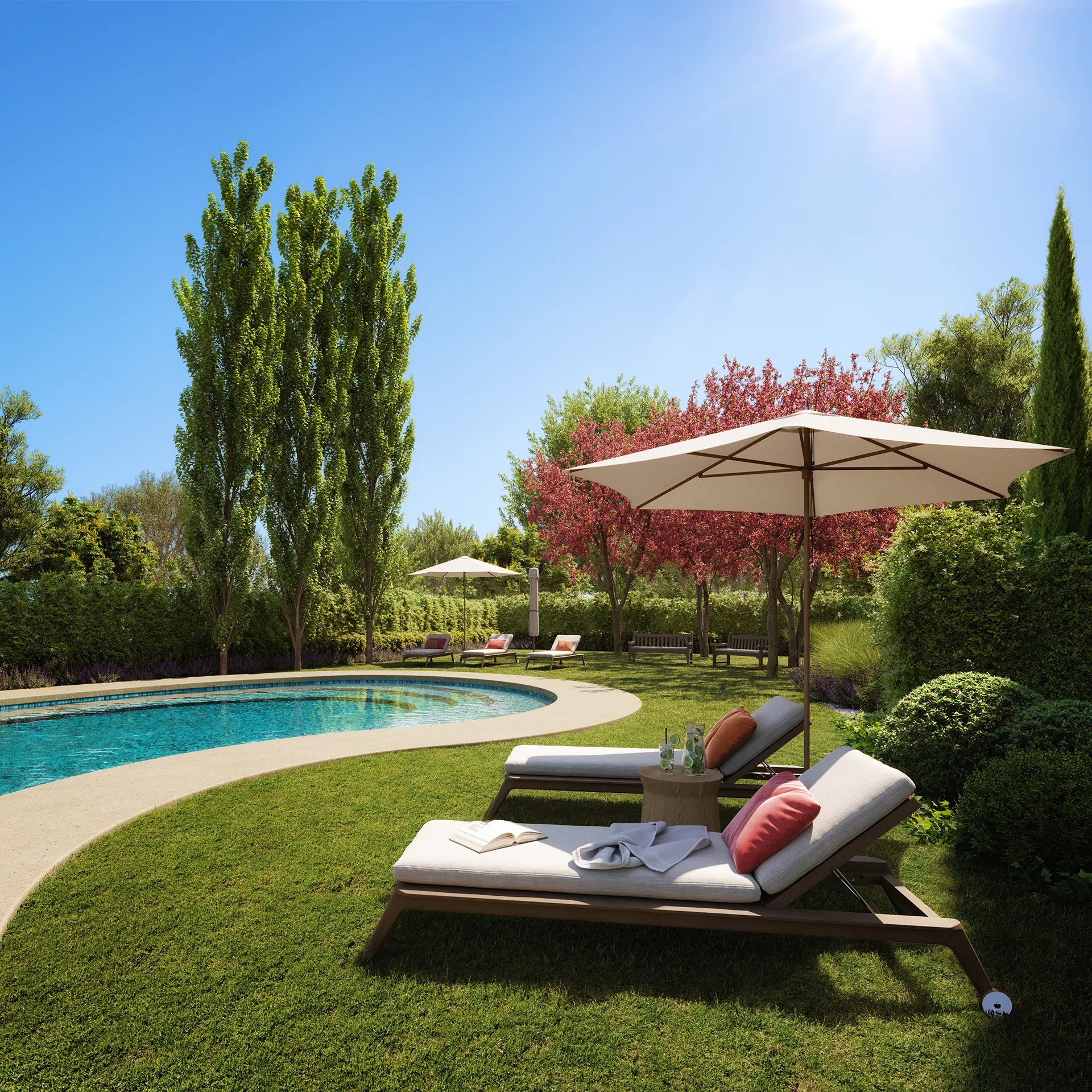Ilex Piso Colmenar Viejo Madrid Pool Architectural Rendering
