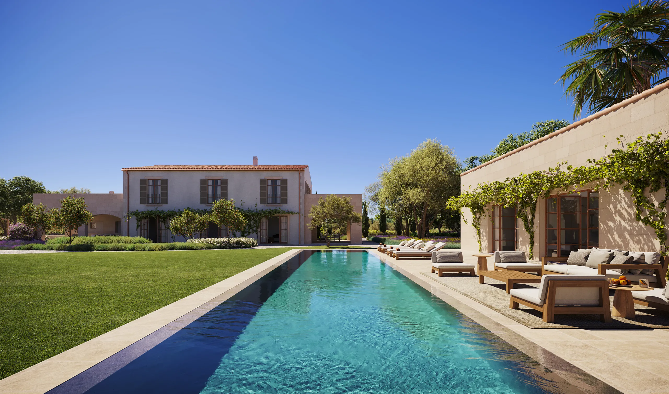 House Camp Santanyi Mallorca Pool architectural cgi