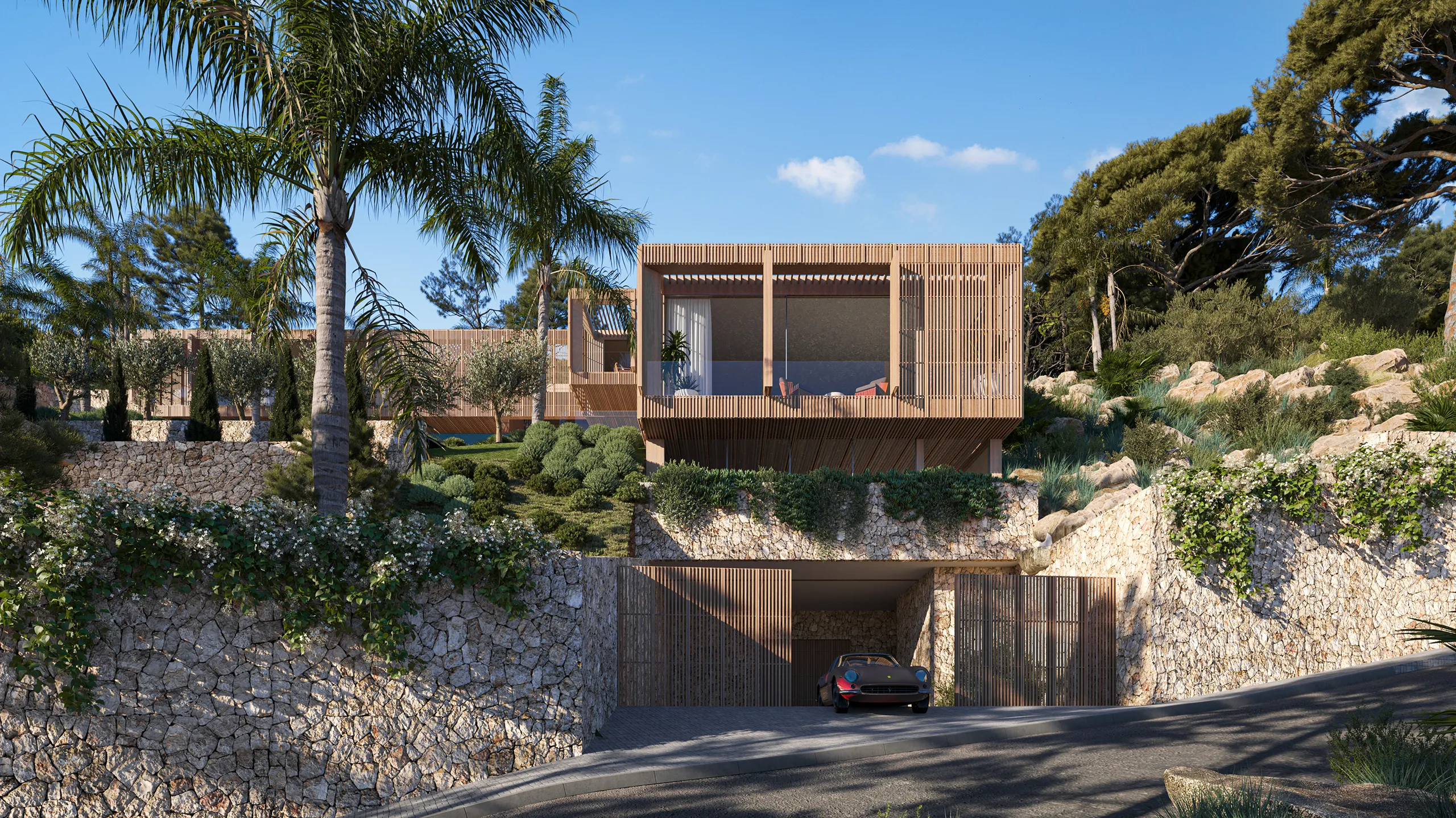 Casa Cala Llamp Andratx Mallorca Fachada render fotorrealistas