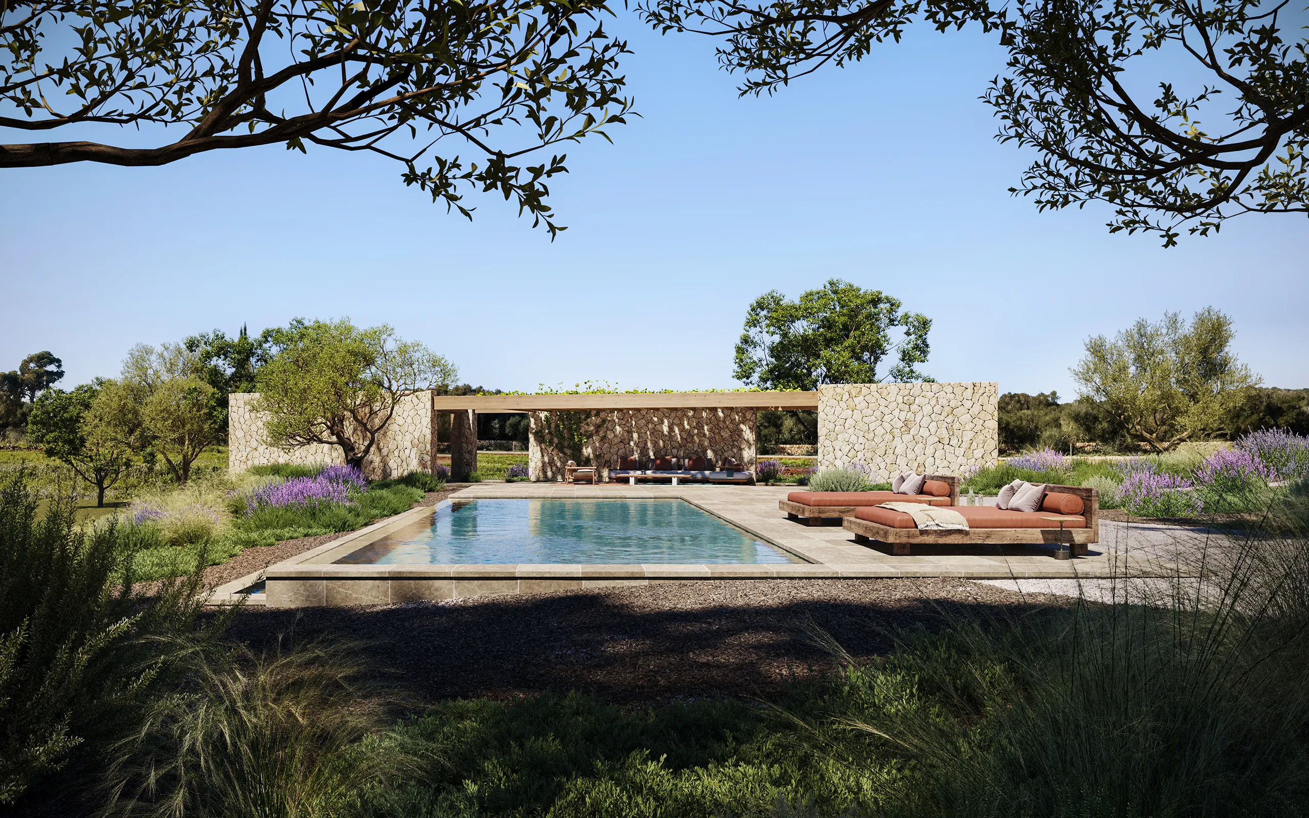 Finca Santanyi Mallorca Pool 3D Real Estate
