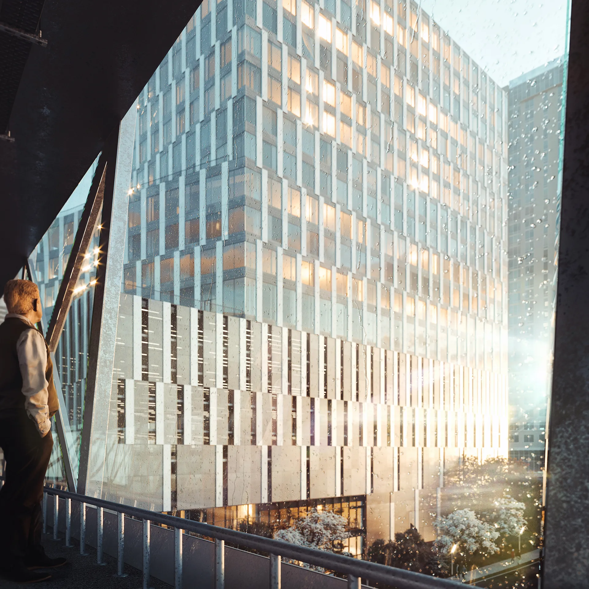 Tysons Headquarters Chicago Usa Fassade eye level Architectural Visualization