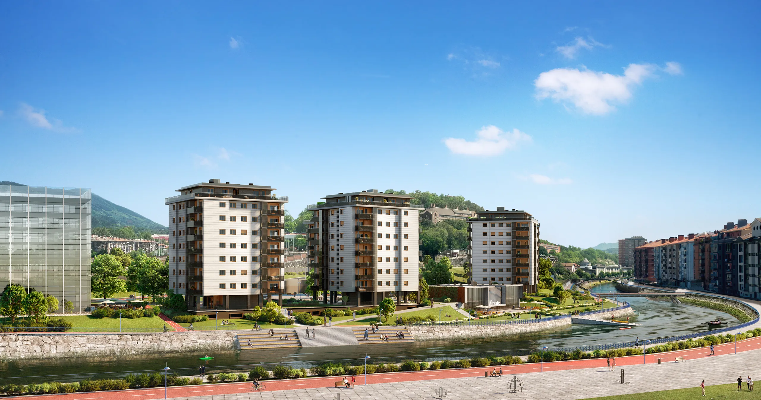 Viviendas Alzate San Sebastian Fassade eye level Architectural Rendering