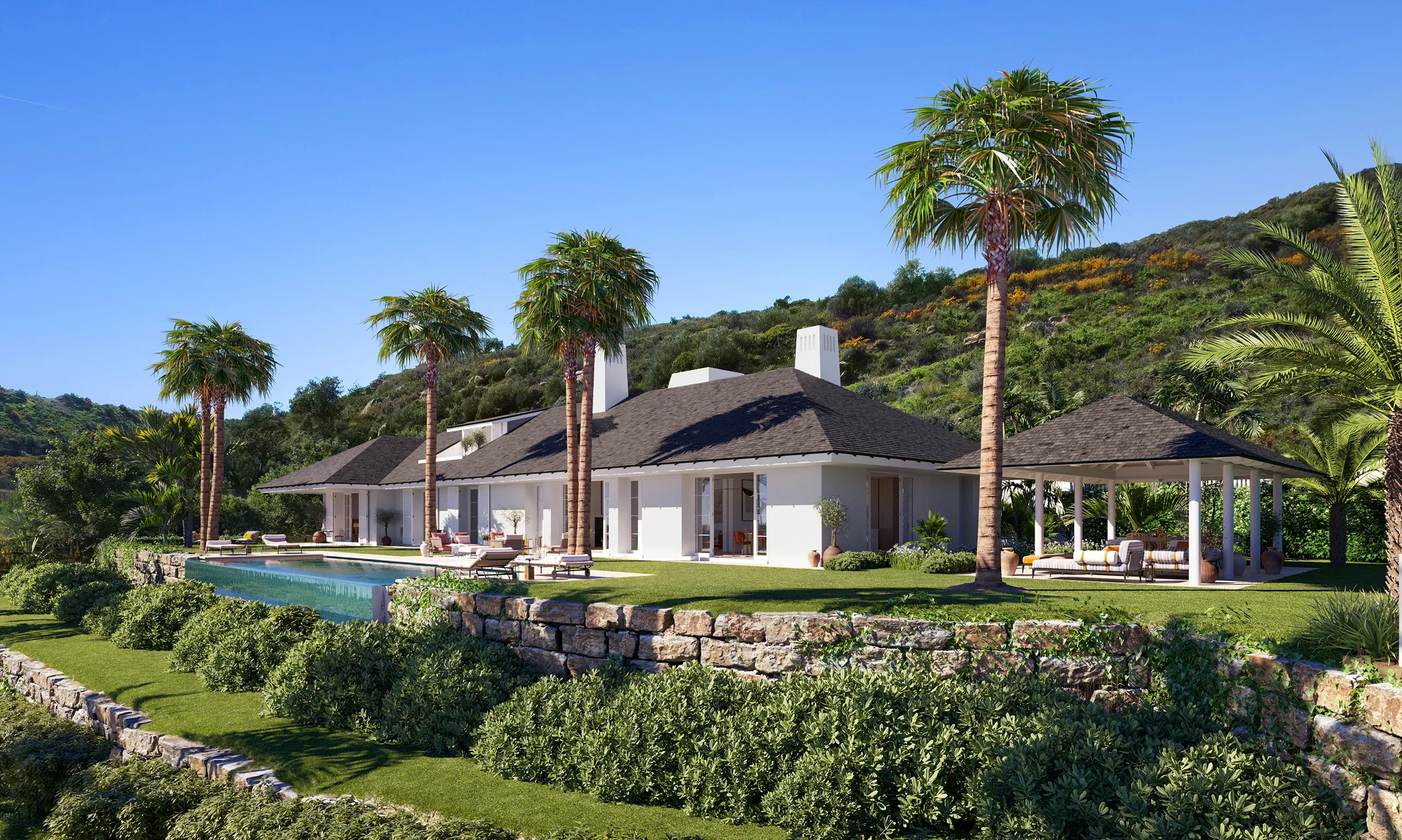 casa Finca Cortesin Marbella jardin Visualizacion arquitectonica