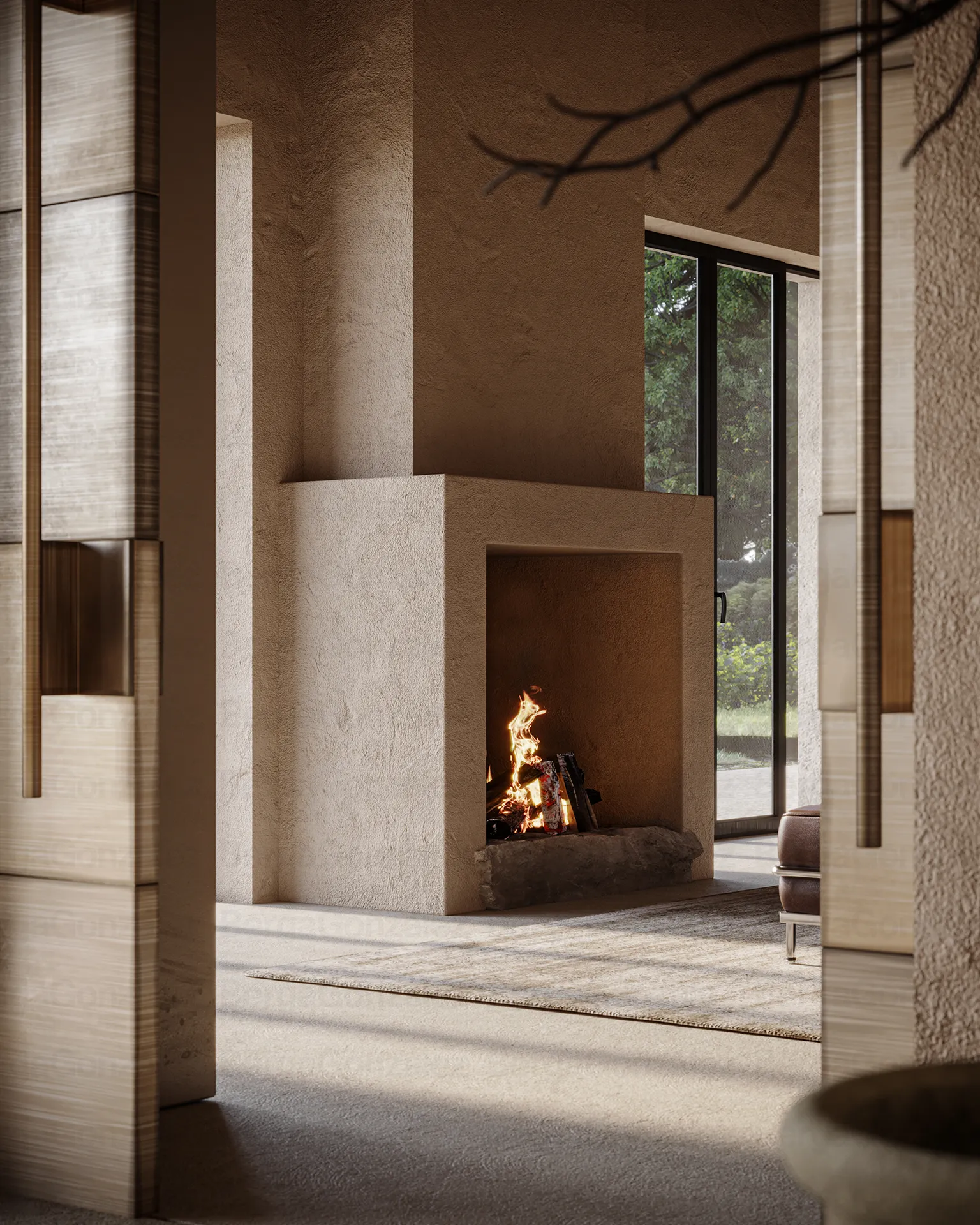 Finca Randa Mallorca Firepit Architectural Visualisation