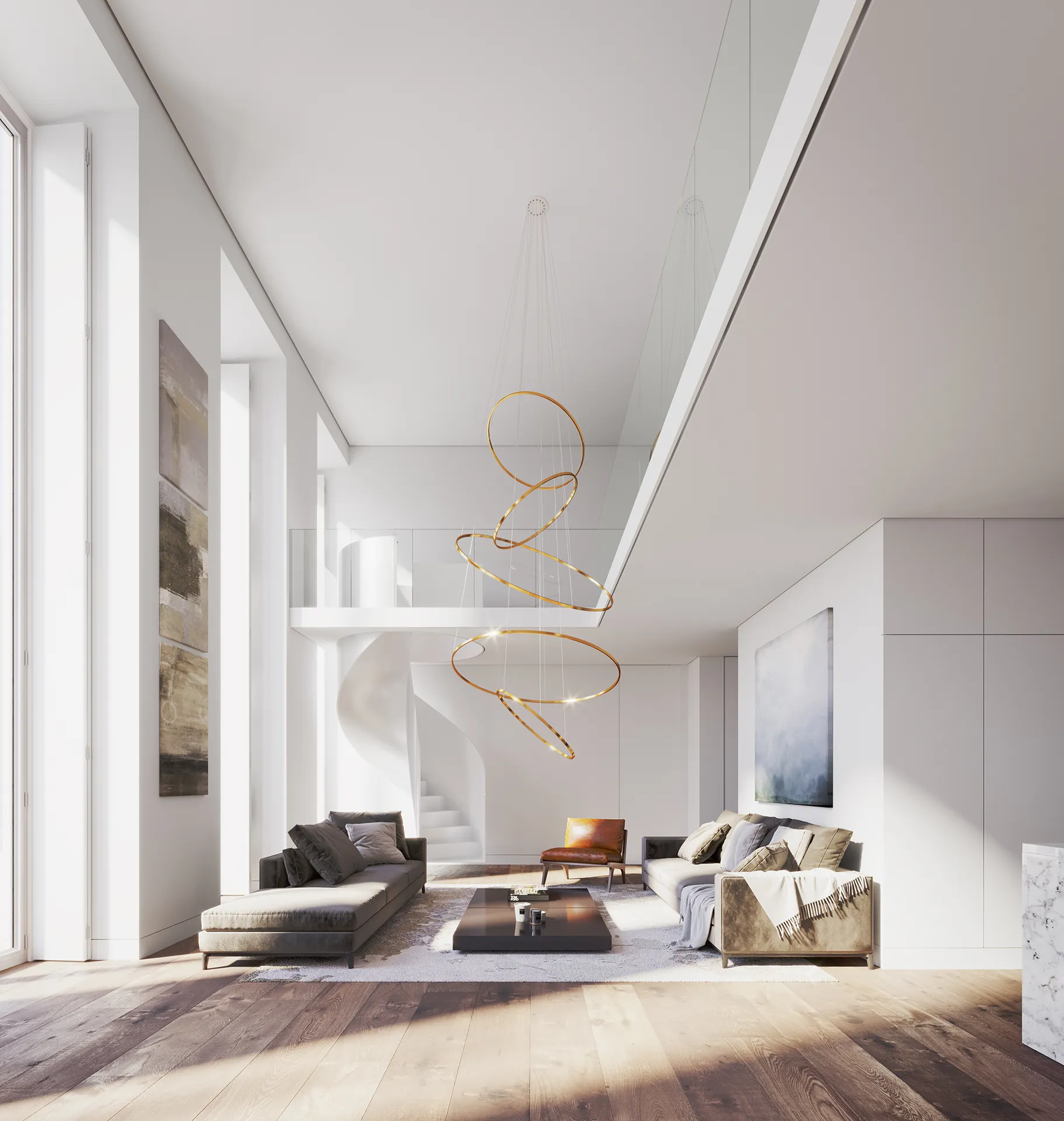Eduardo Coelho Residences Lisboa Portugal Hallway Architecture Visualisation