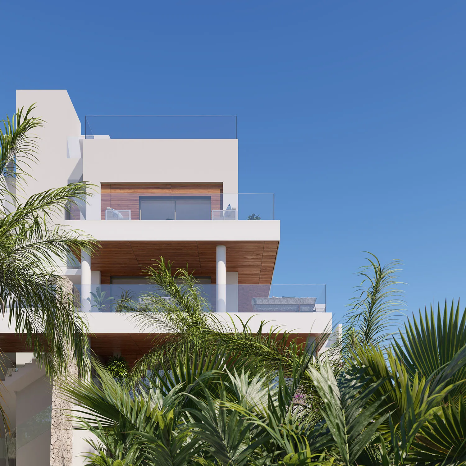 Benalus Residences Golden Mile Marbella Fassade eye level real estate cgi