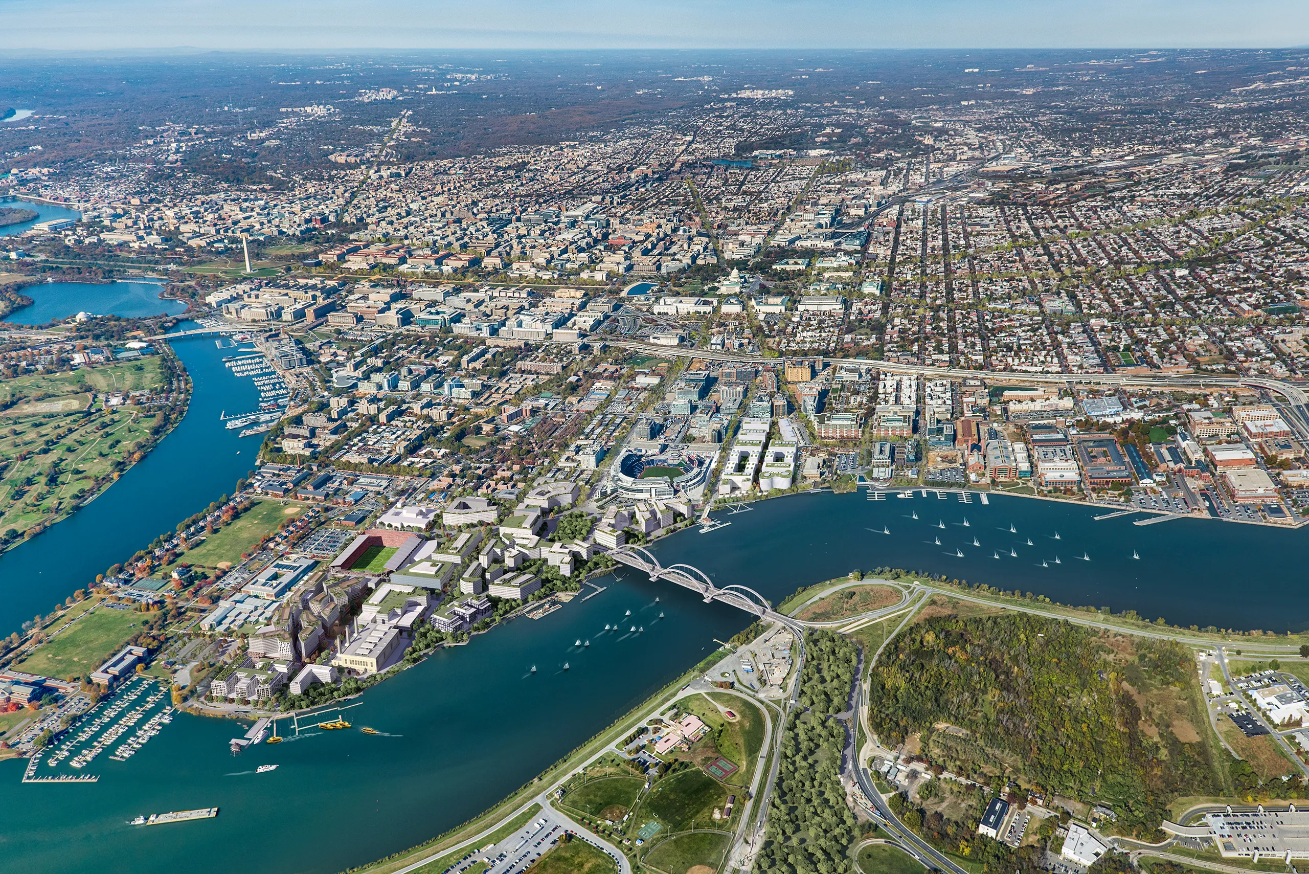 Buzzard Point Masterplan Washington EEUU Vista aerea Branding Inmobiliario