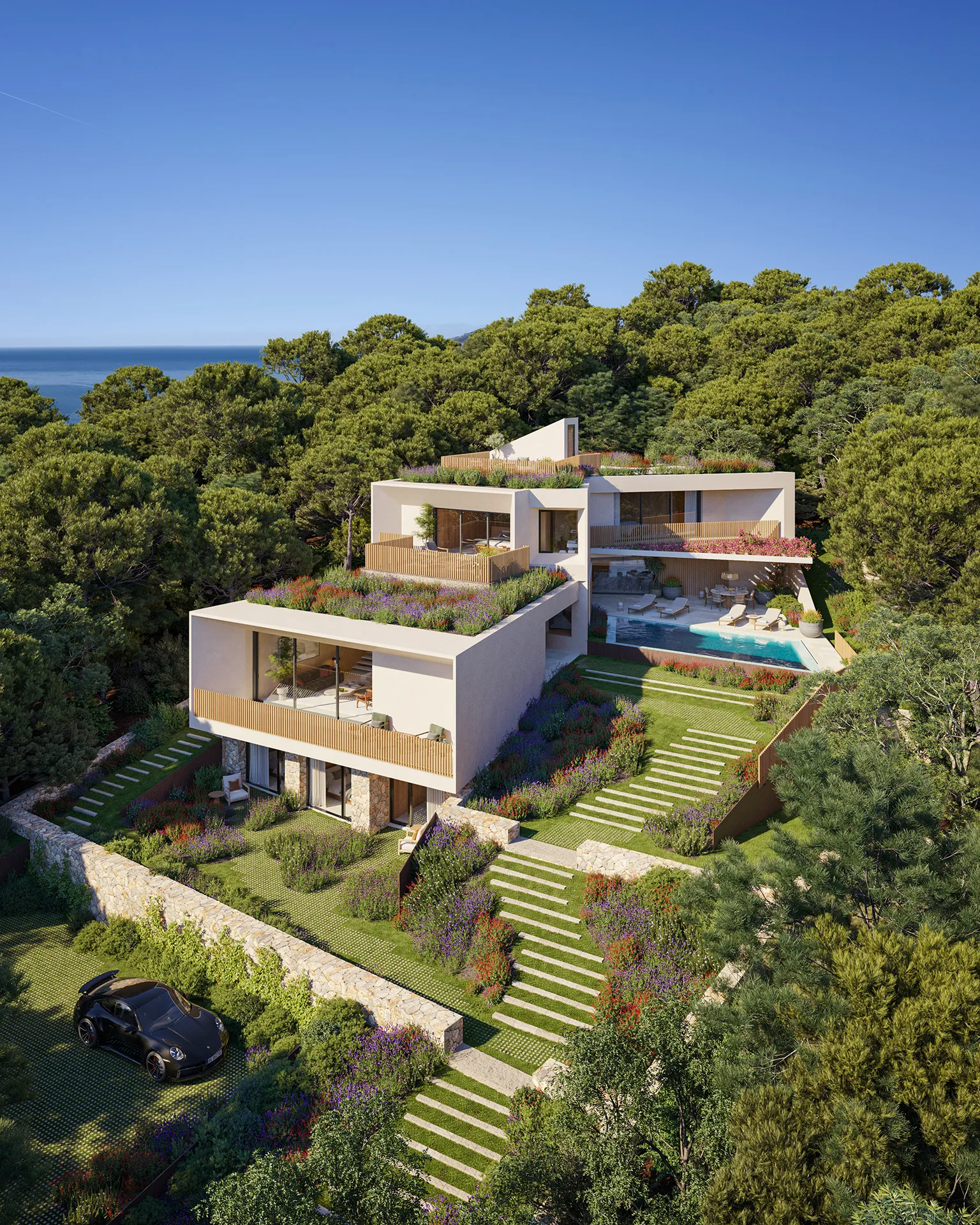 Villa Cap Martinet Ibiza Pool photorealistic 3d