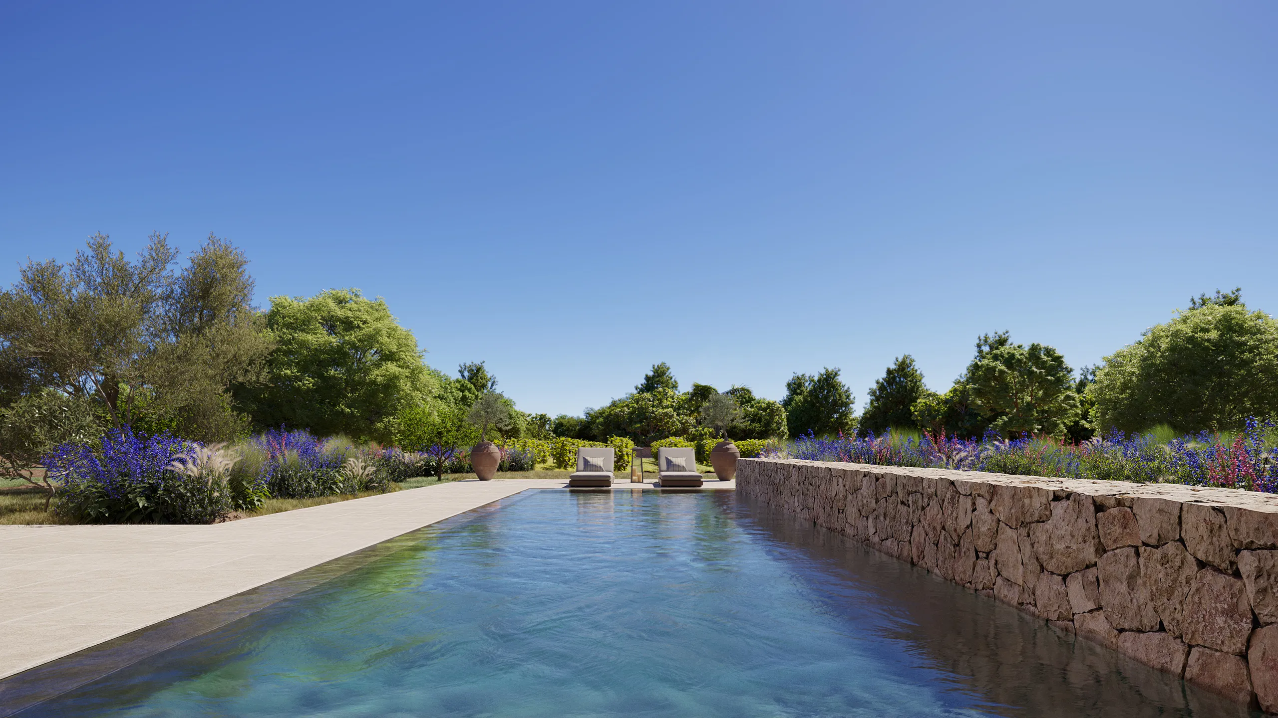 Villa Formentera Pool hyperrealistic cgi