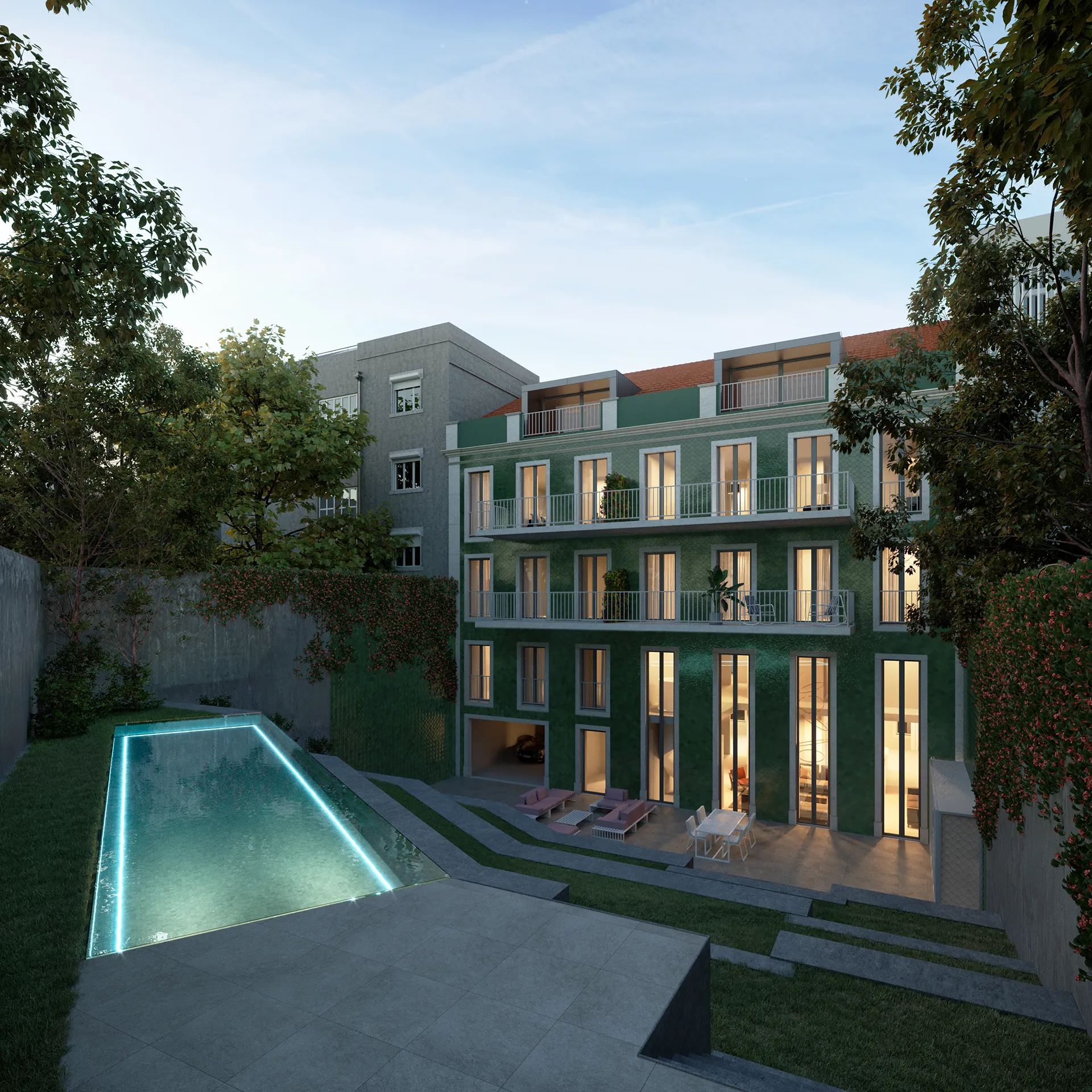 Eduardo Coelho Residences Lisboa Portugal Pool Architectural Cgi