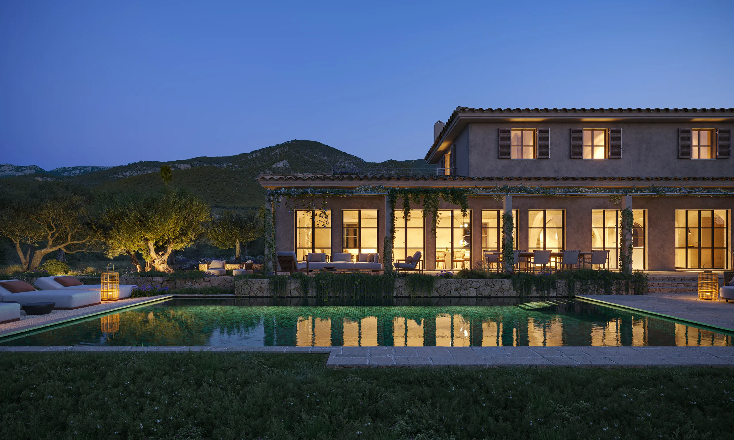casa Sta Maria Mallorca piscina Inmobiliario Render