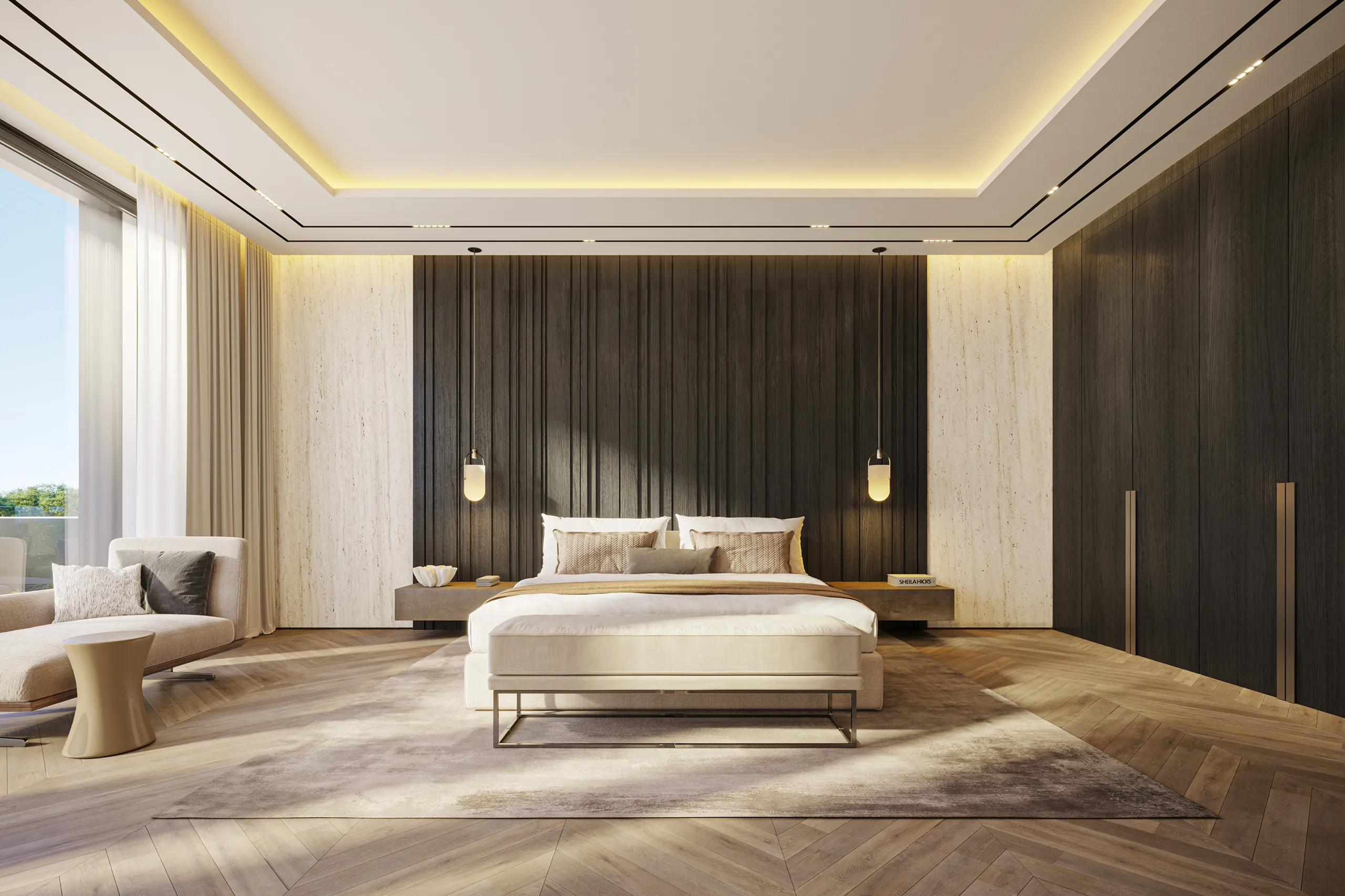 Villa lujo Marbella Dormitorio 3D Arquitectura