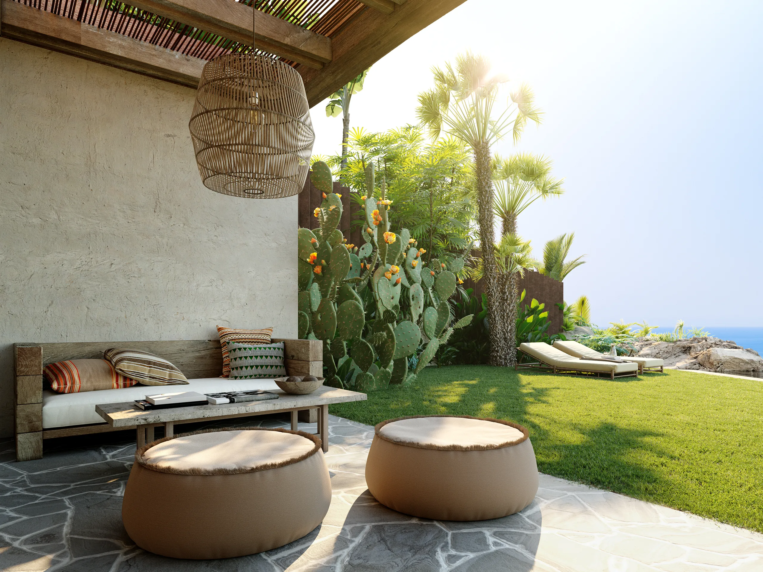 Villa Sunset Andratx Mallorca terrace Architectural Rendering