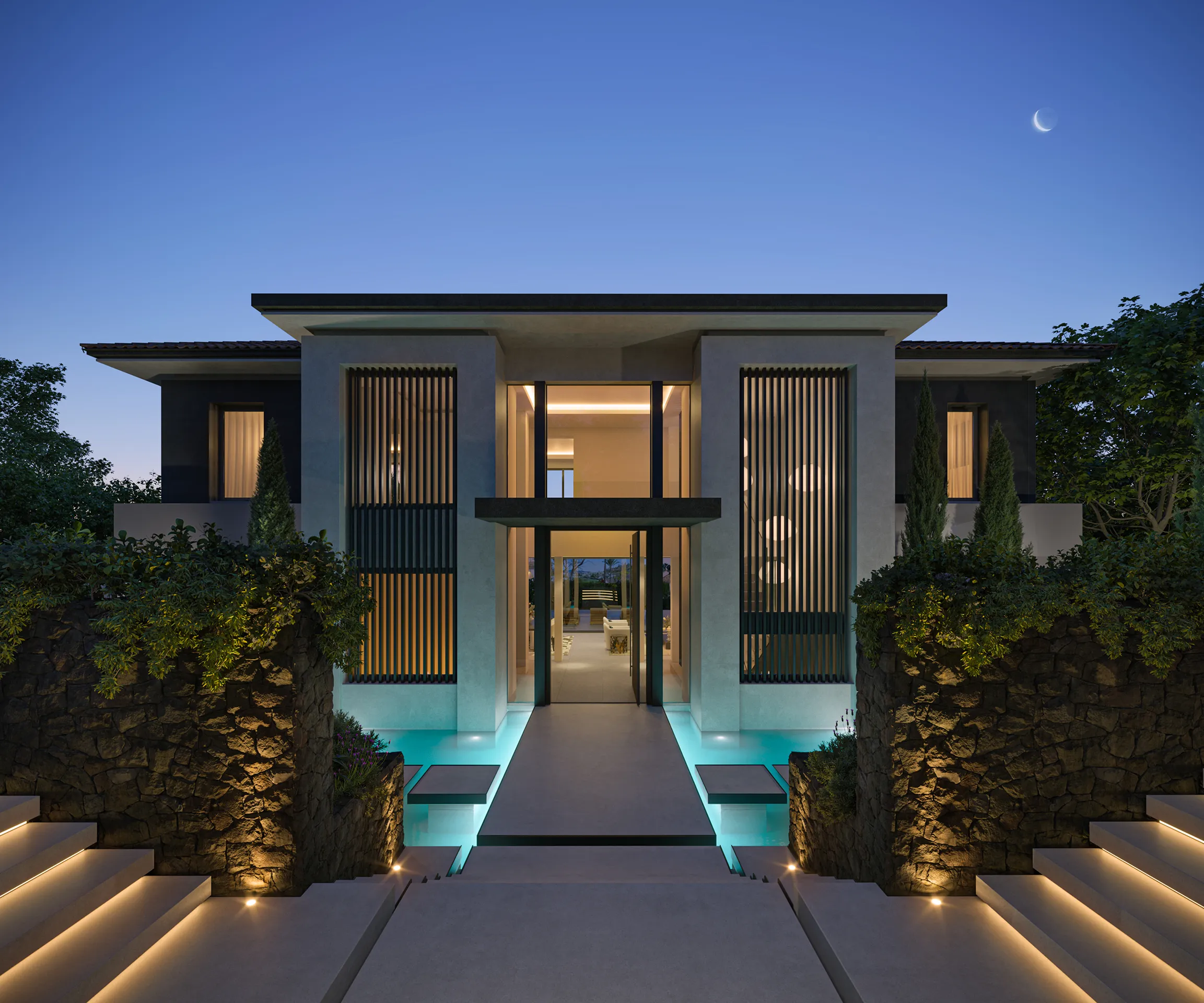 House Marbella Pool Property Branding Visualization
