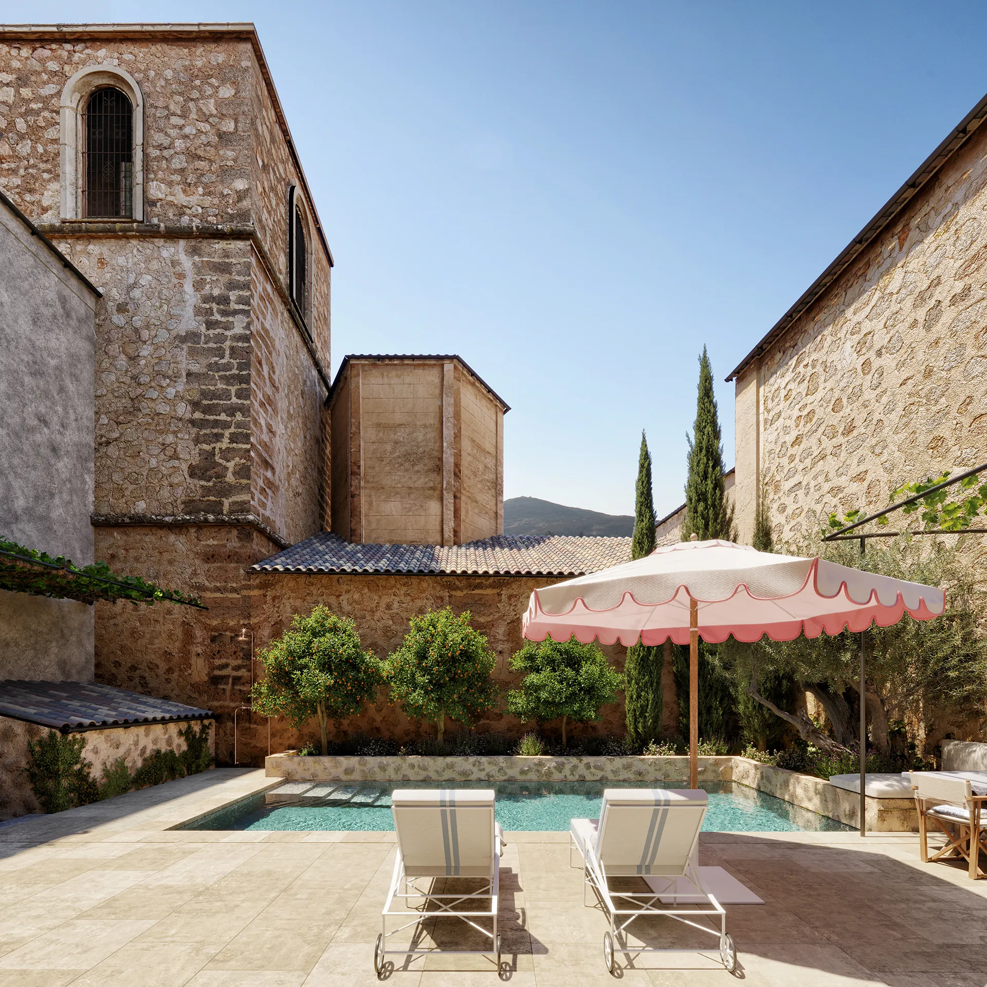 House Fornalutx Mallorca Pool Hyperrealistic Renders