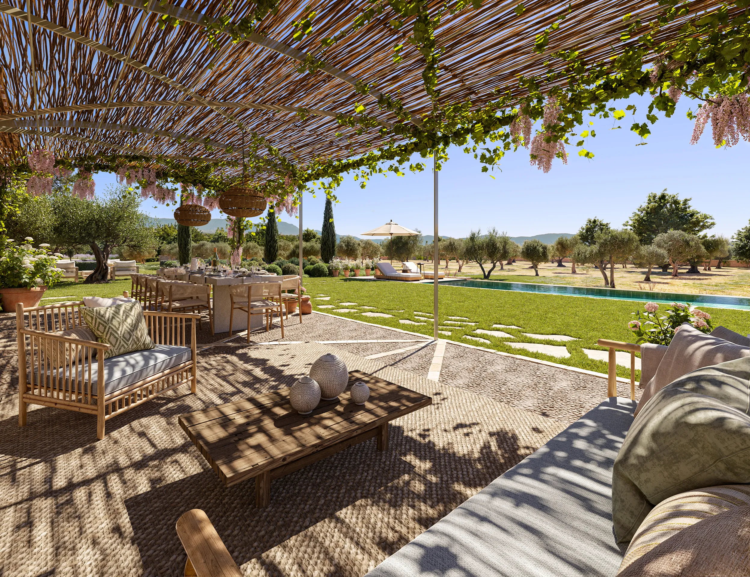 Villa Sta Maria Mallorca pergola Inmobiliario cgi