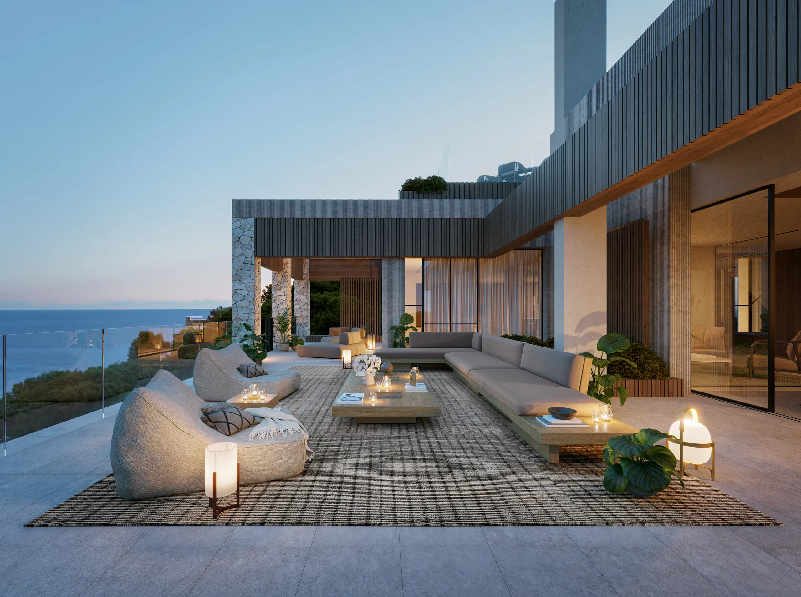 Villa Boat Inlet Andratx Mallorca piscina Render arquitectura