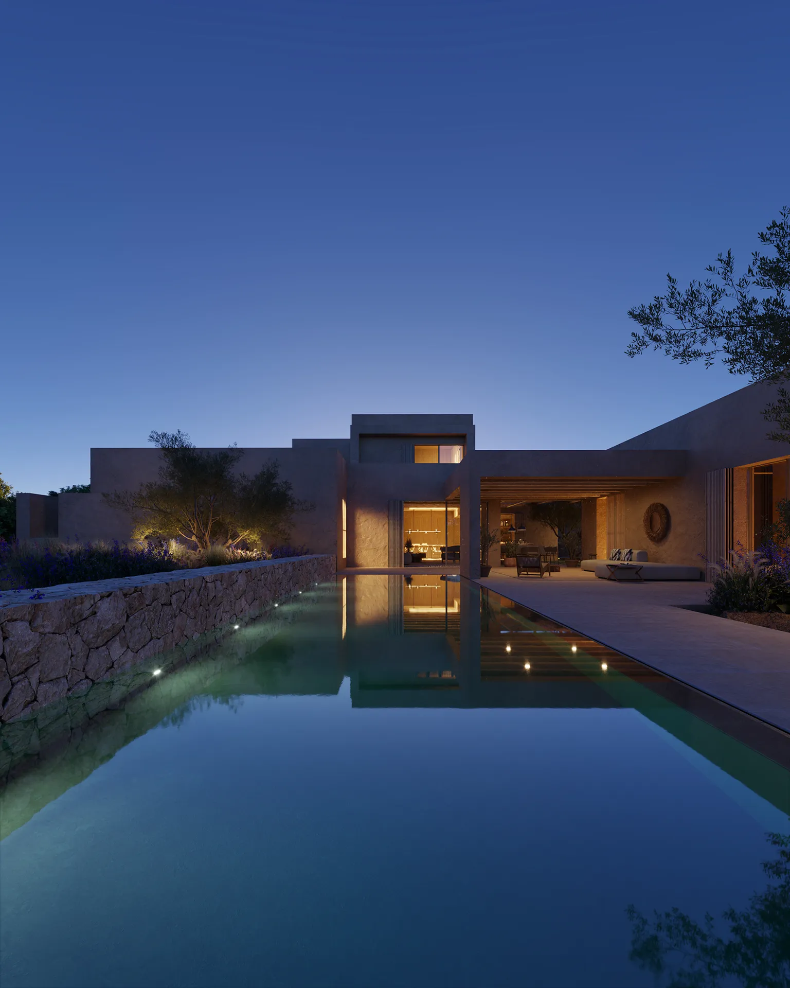 Villa Formentera Pool photorealistic rendering