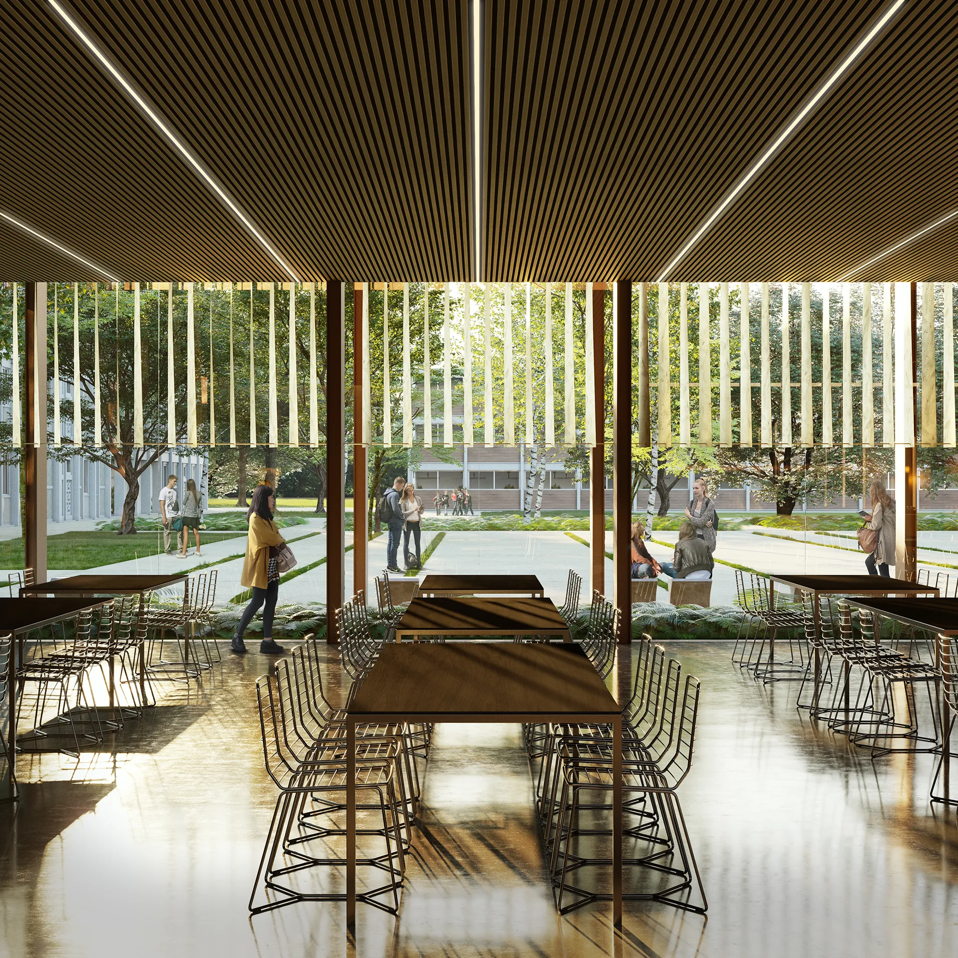 Lycee Saint Exupery Francia Comedor Visualizacion fotorrealista