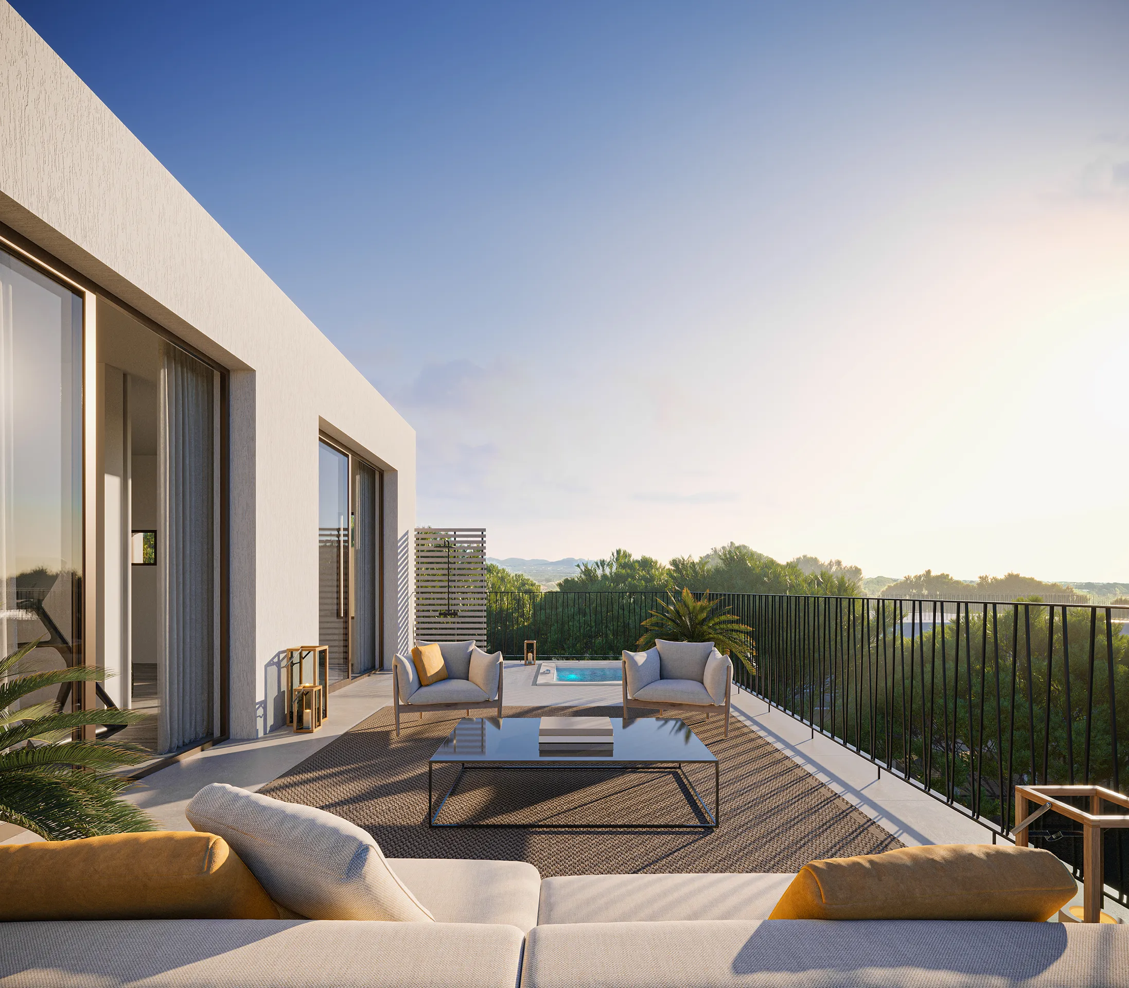 Villa Santanyi Mallorca terraza Renders arquitectura
