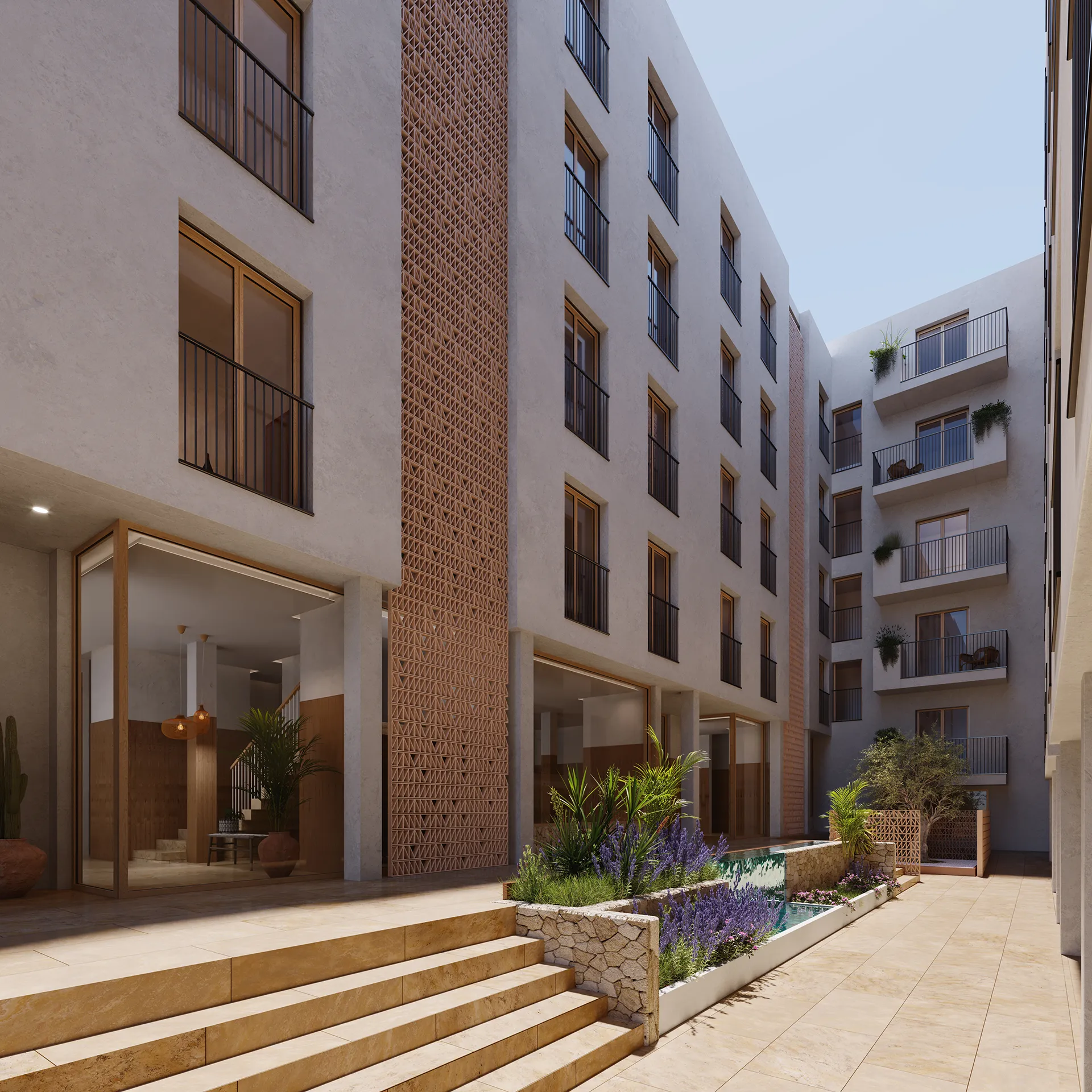 Sta Eulalia Sta Eulalia Ibiza Fassade eye level photorealistic 3d