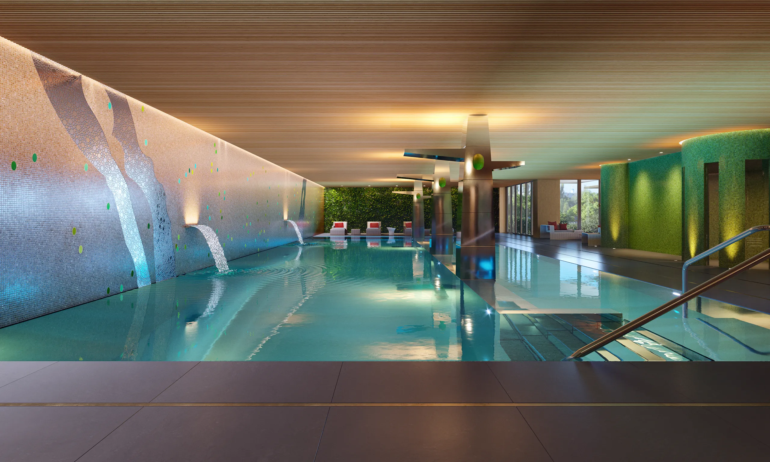 Residence Bertrange Luxemburg Interior Pool Architectural Visualization