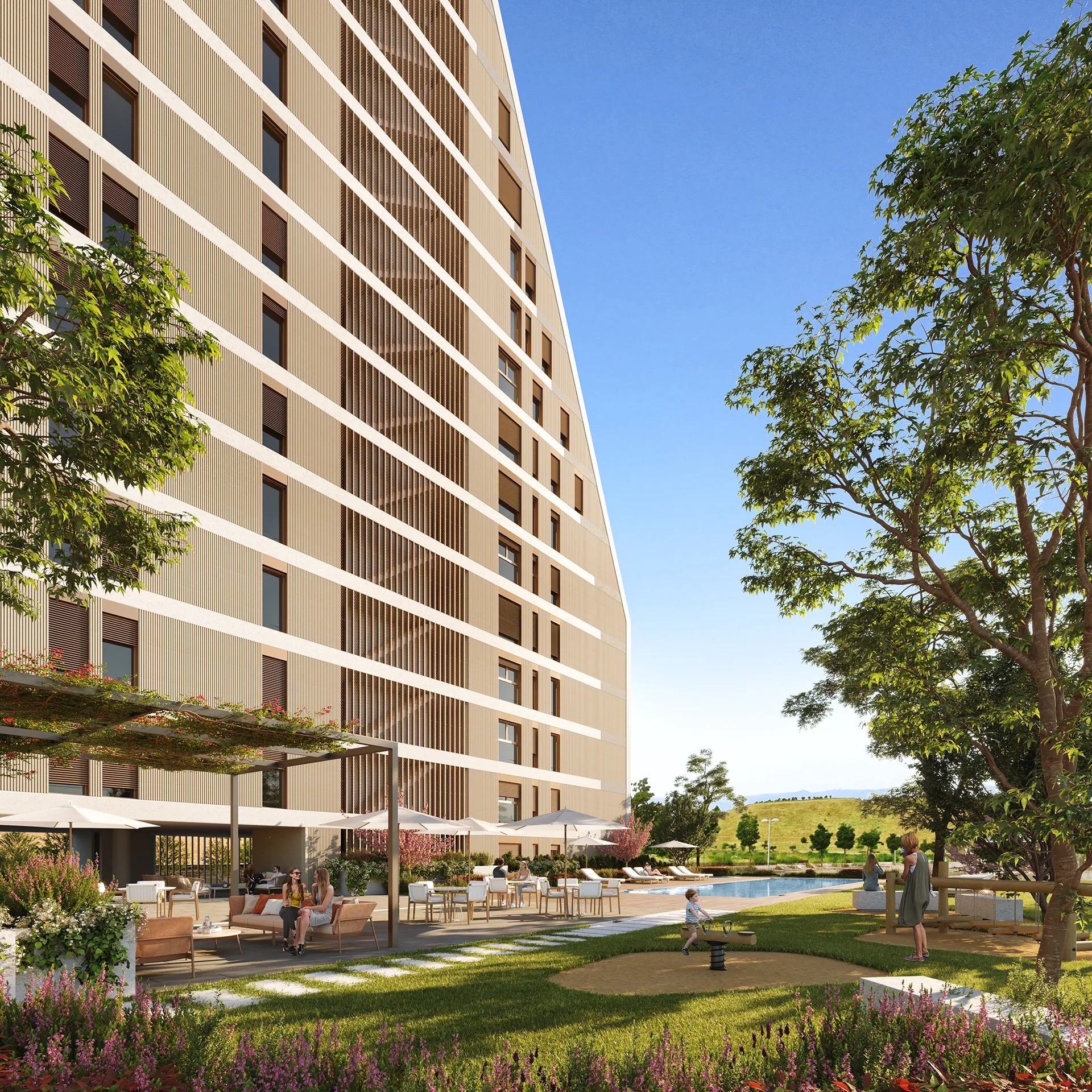 Viviendas Valdebebas Madrid Garden Renderings of Architecture