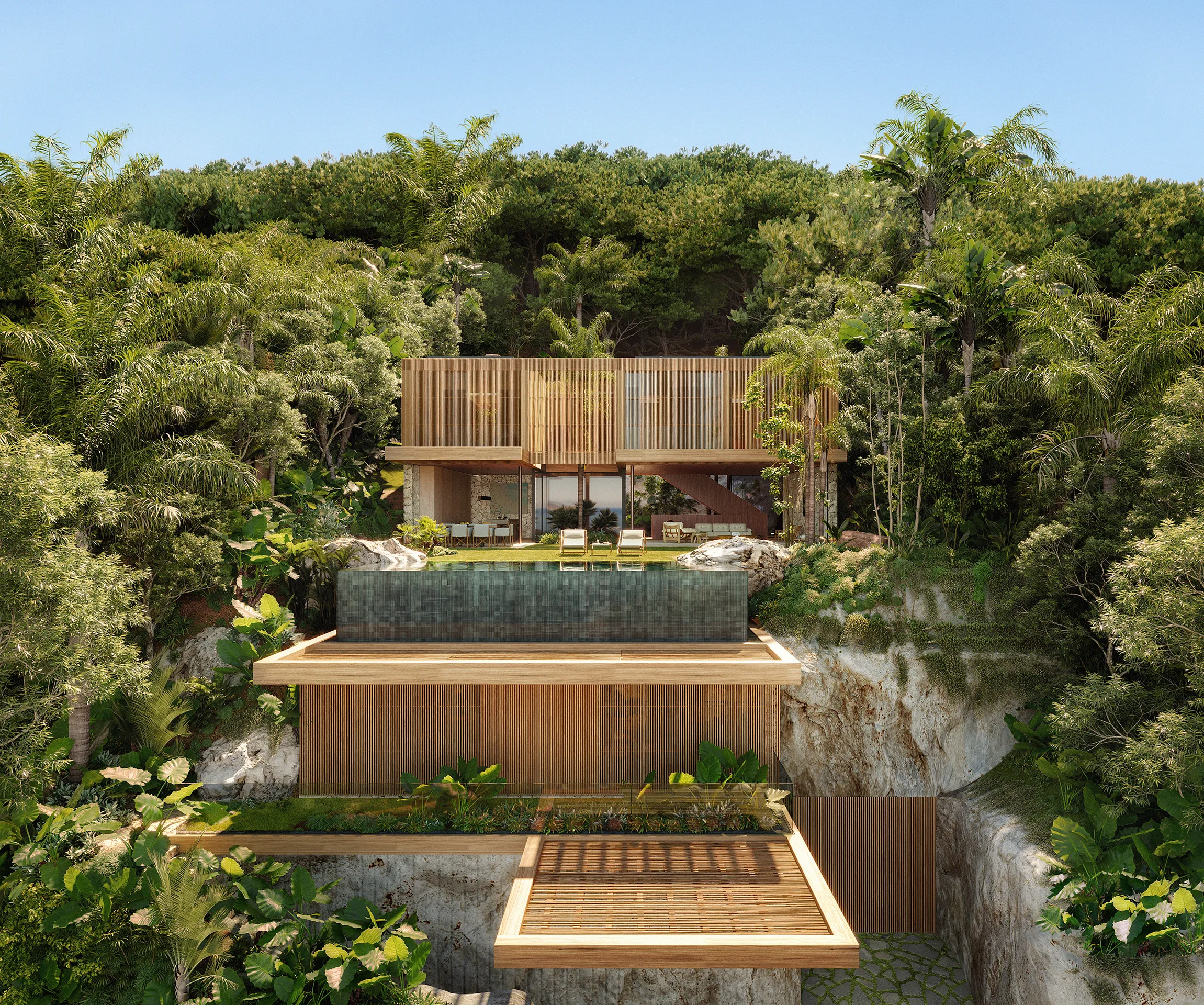Villa Wabisabi Andratx Mallorca Fassade eye level Architectural Rendering