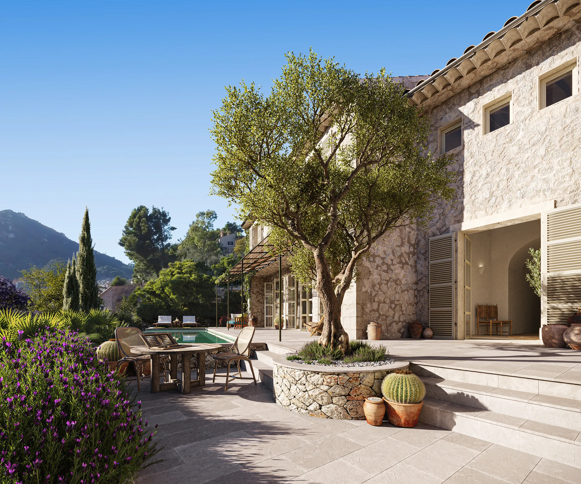 Casa Valldemossa Mallorca terraza Render arquitectura