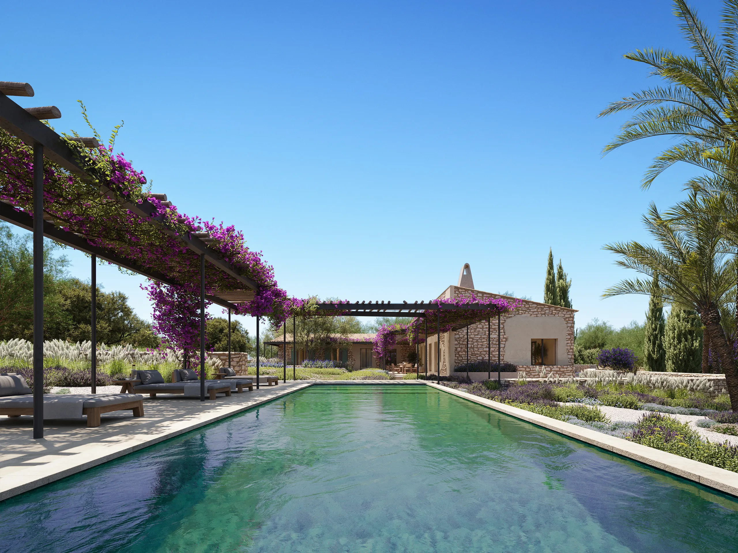 House Santanyi Mallorca Pool architectural renders