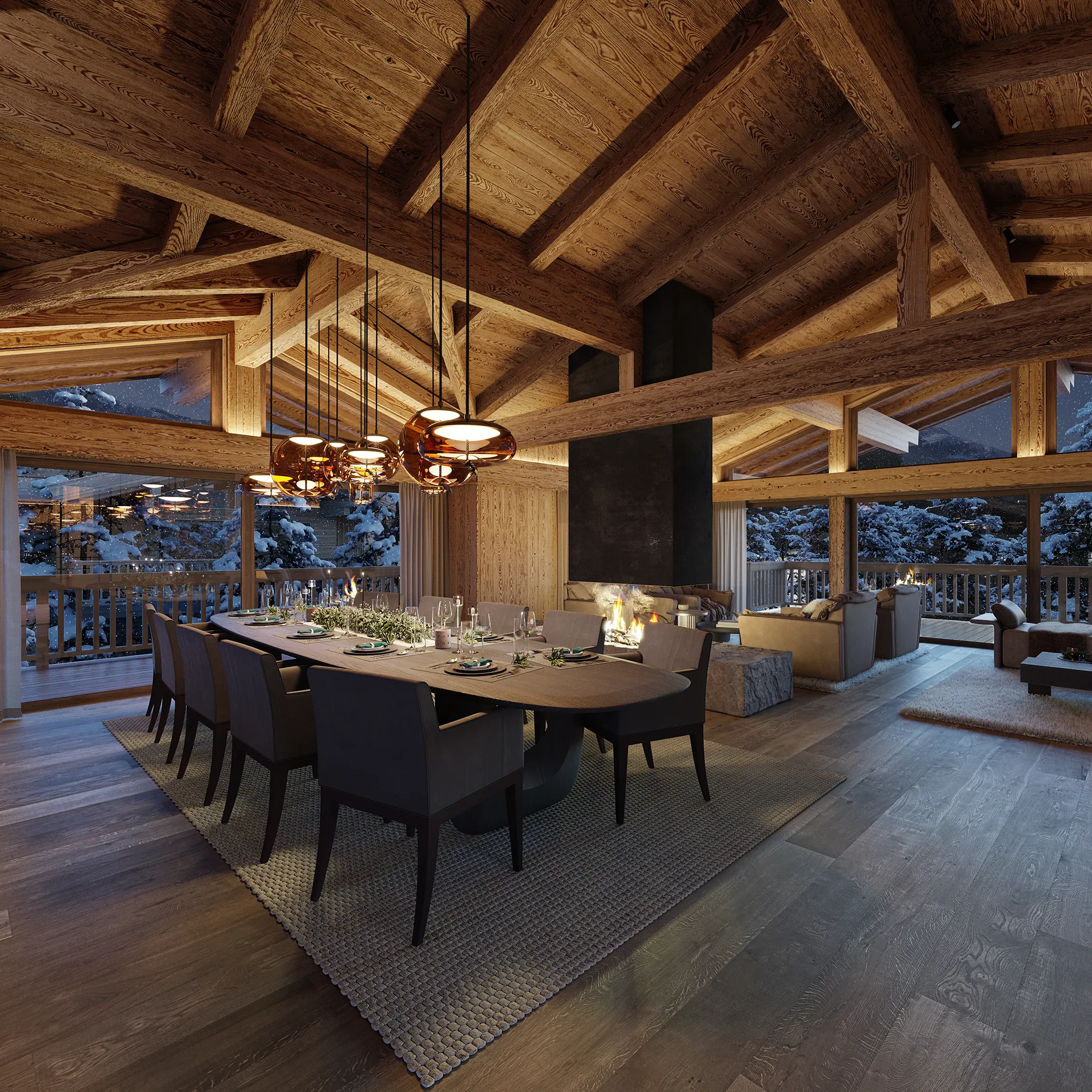 Villa Kitzbühel Austria Dining Architecture Virtual Tour