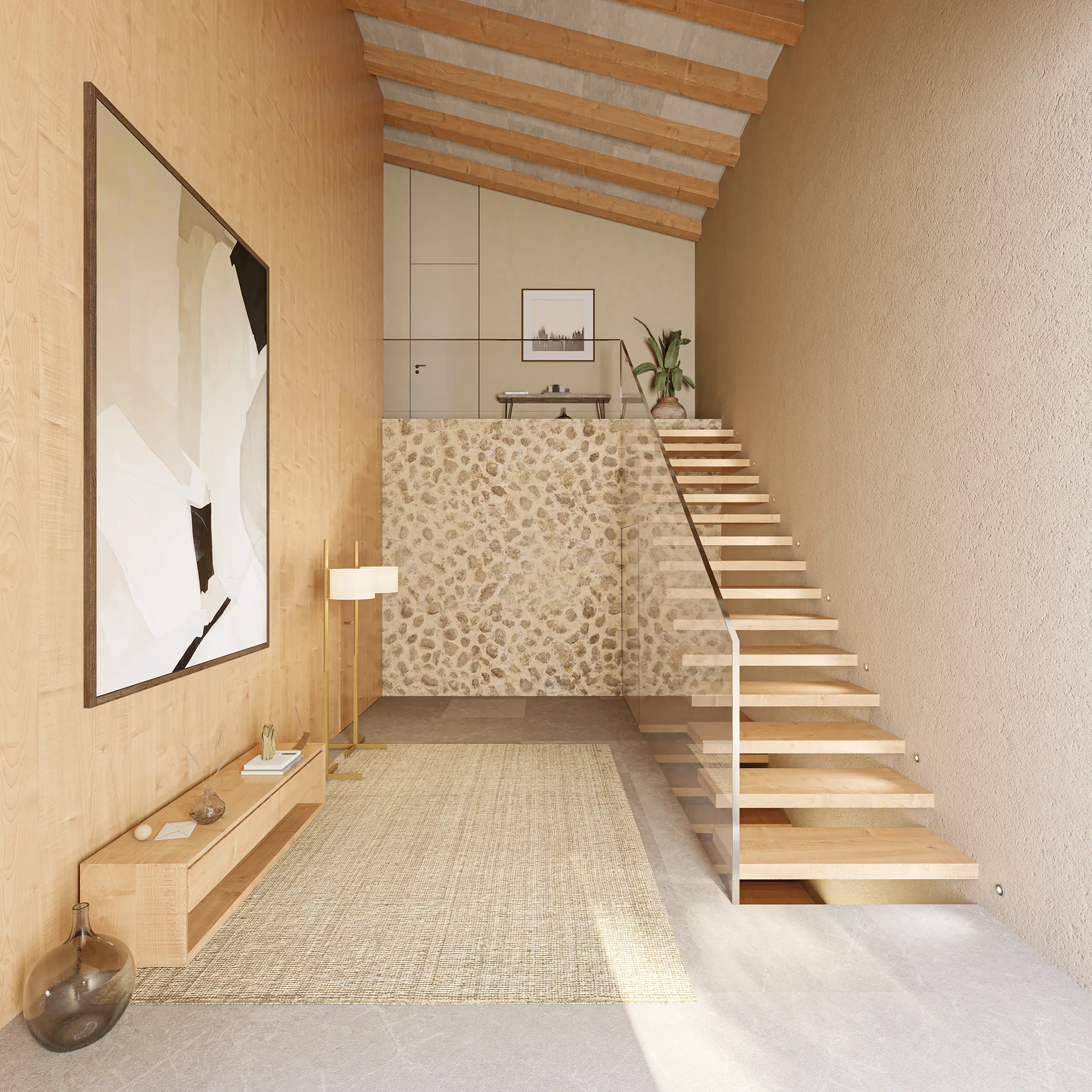 House Bunyola Mallorca stair Property Branding Renders